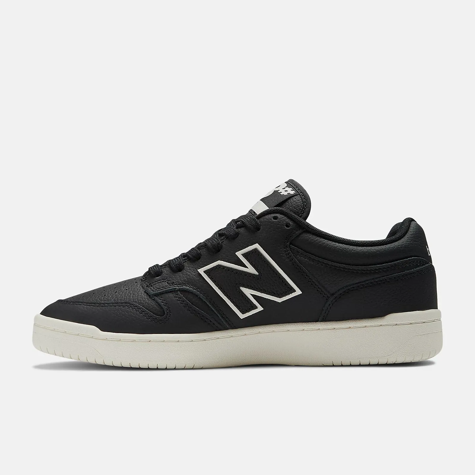 Quick Fasten Comfort Lacing Fit New Balance Numeric 480 Skateboard Shoes - Black With Sea Salt