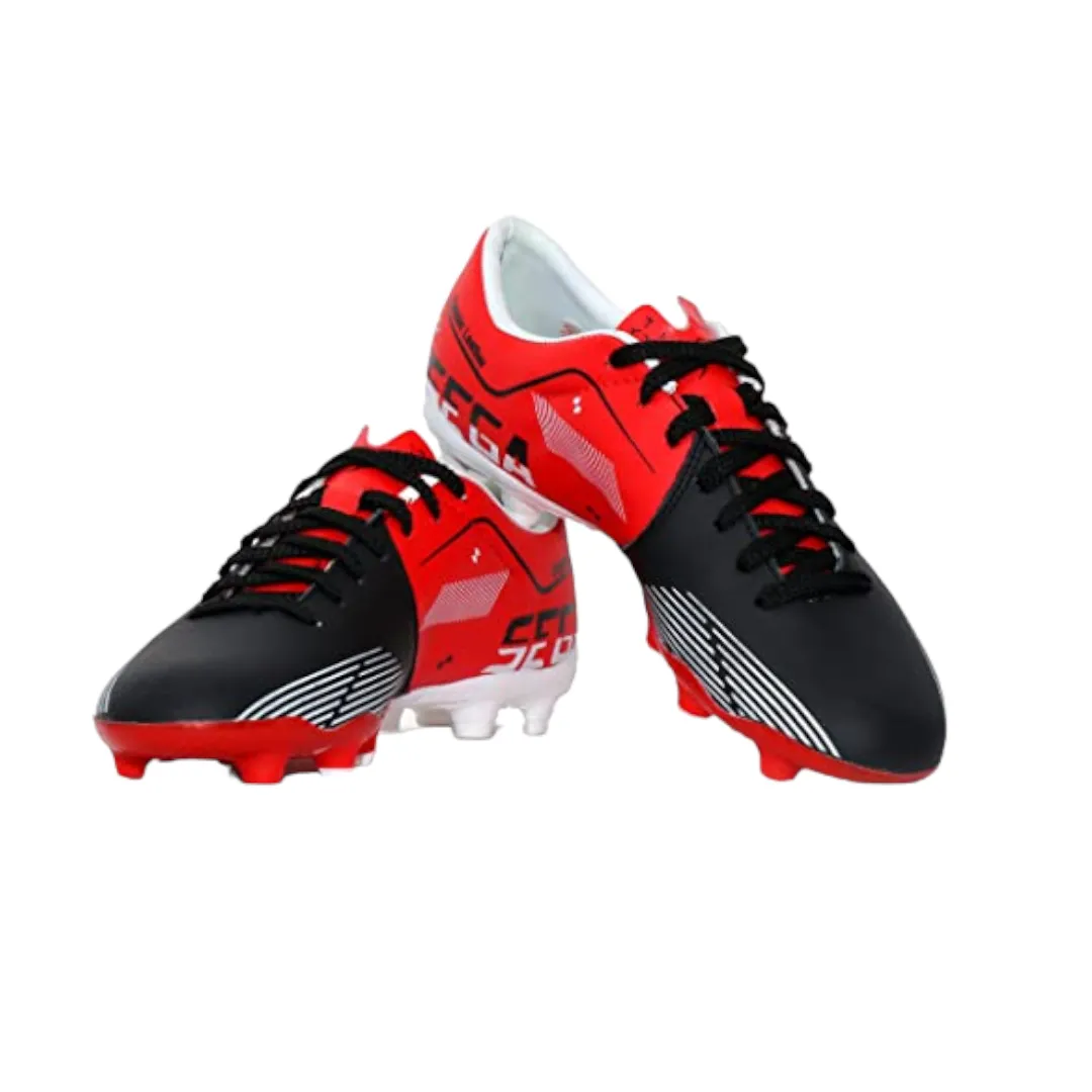 Toe Lift Ground Balance Sega Classic Leather Football Shoes (Black/Red)
