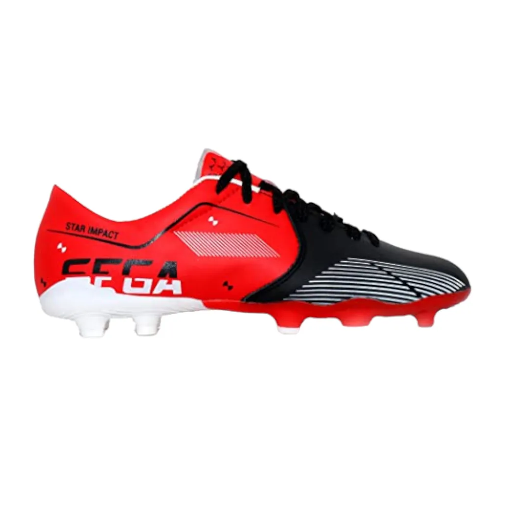 Sega Classic Leather Football Shoes (Black/Red) Foot Balance Wide Movement