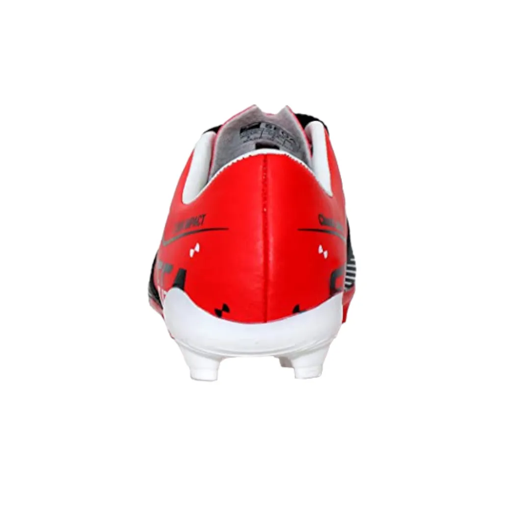 Cushioned Comfort Sega Classic Leather Football Shoes (Black/Red)