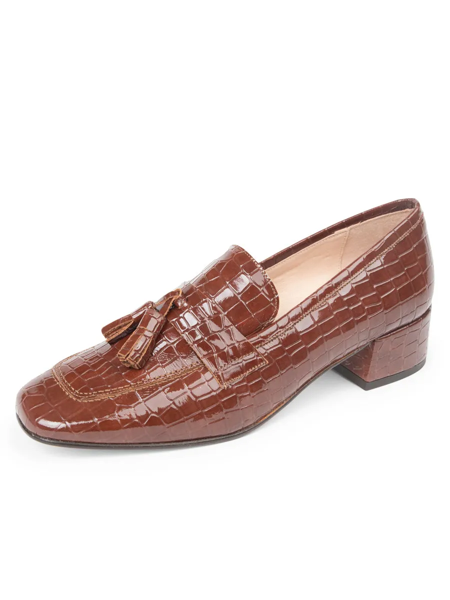 Strong Stitching Rich Jewel Beckham Block Heel Tassel Loafer
