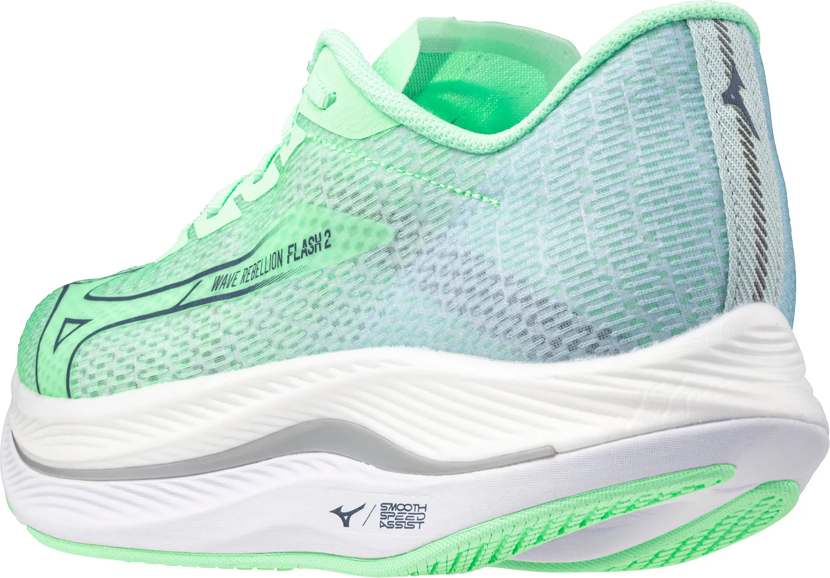 Mizuno Wave Rebellion Flash 2 Mens Running Shoes - Green Zip Up Palm Base