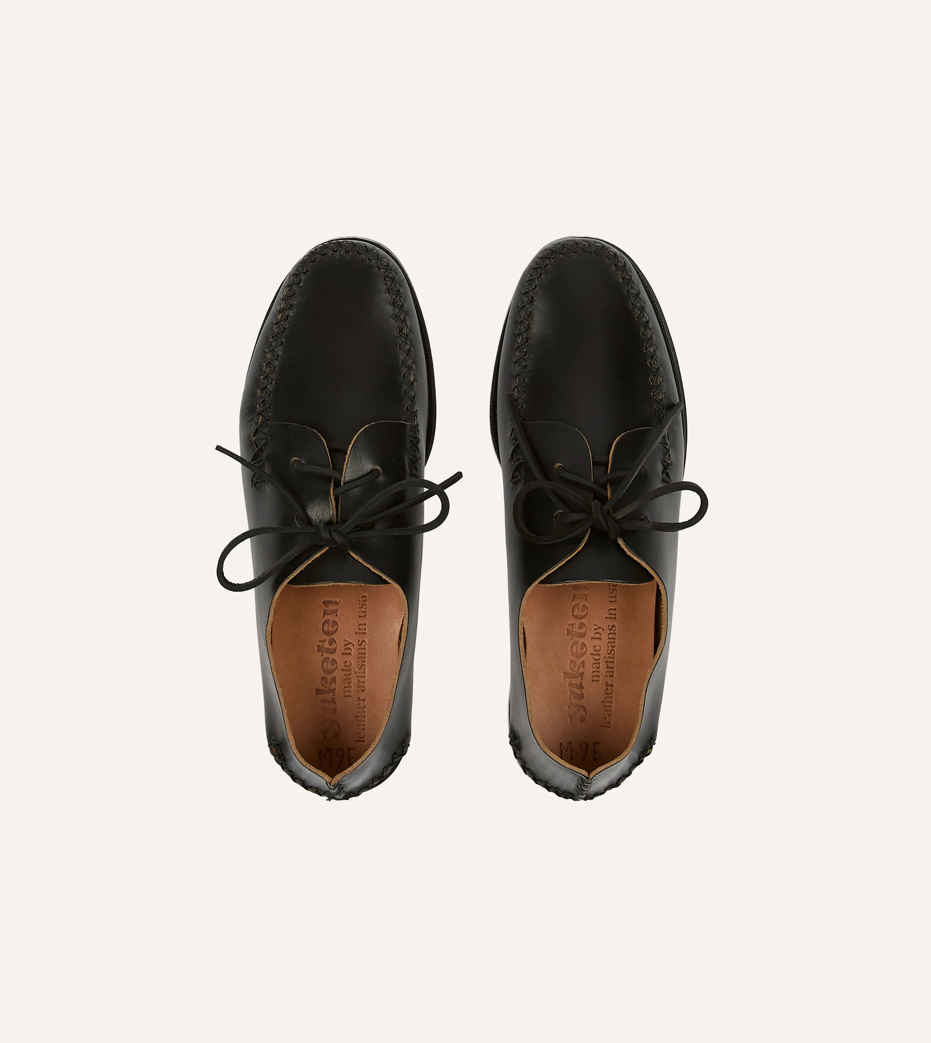 Functional Yuketen Black Two-Piece Oxford with Camp Sole