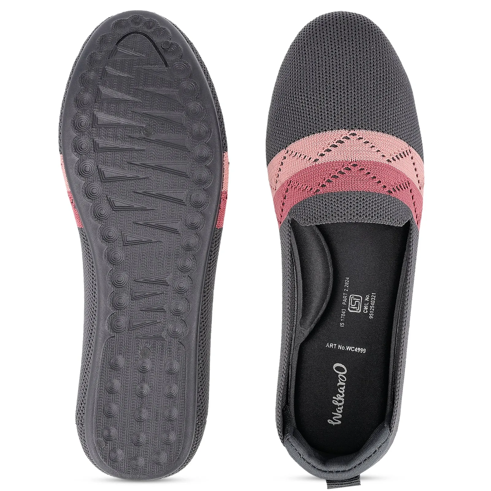 Comfort Step On Smooth Lining Women's Belly shoe - WC4999 Grey