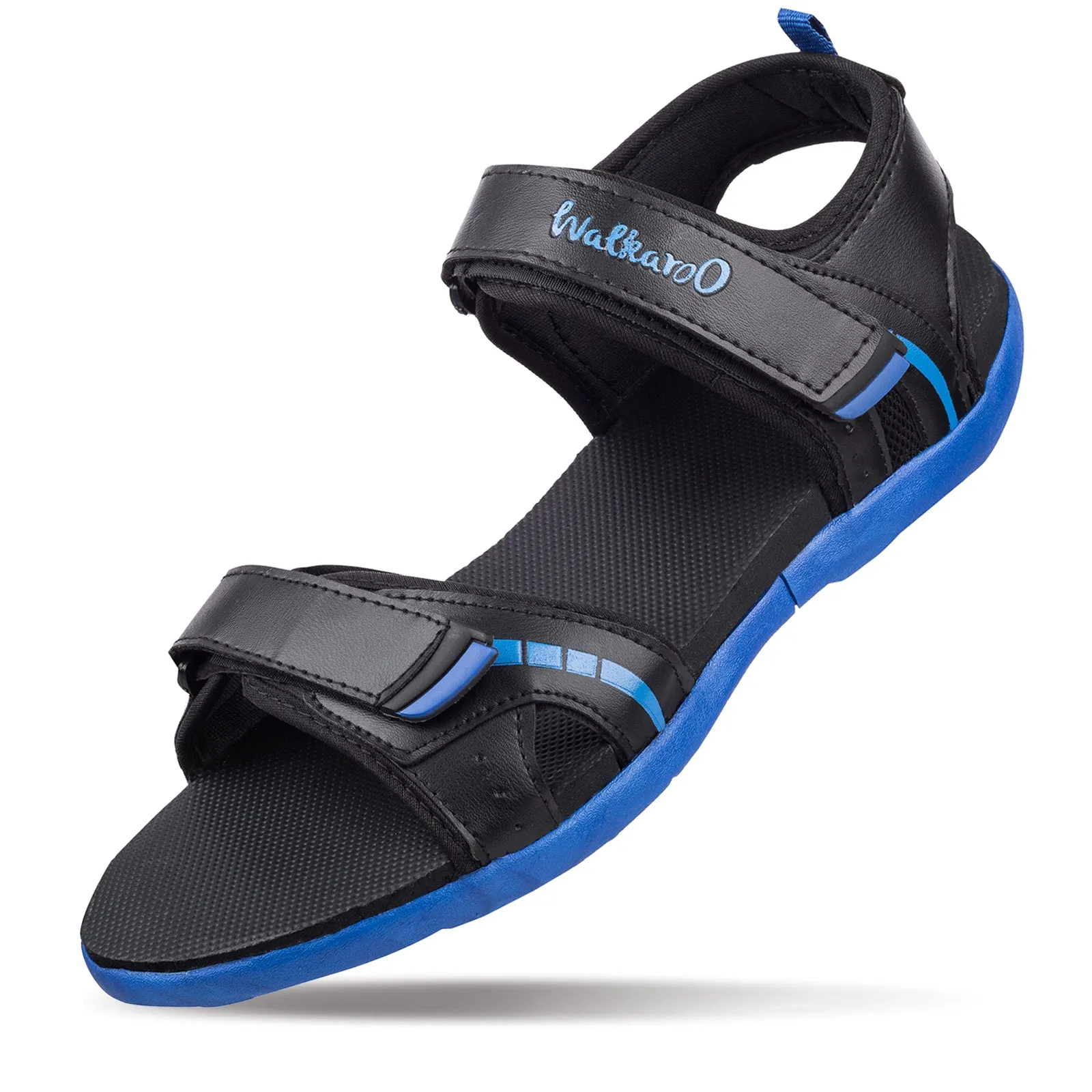 Walkaroo Mens Sandals  - WC4372 Black Blue All Day Sole Traction