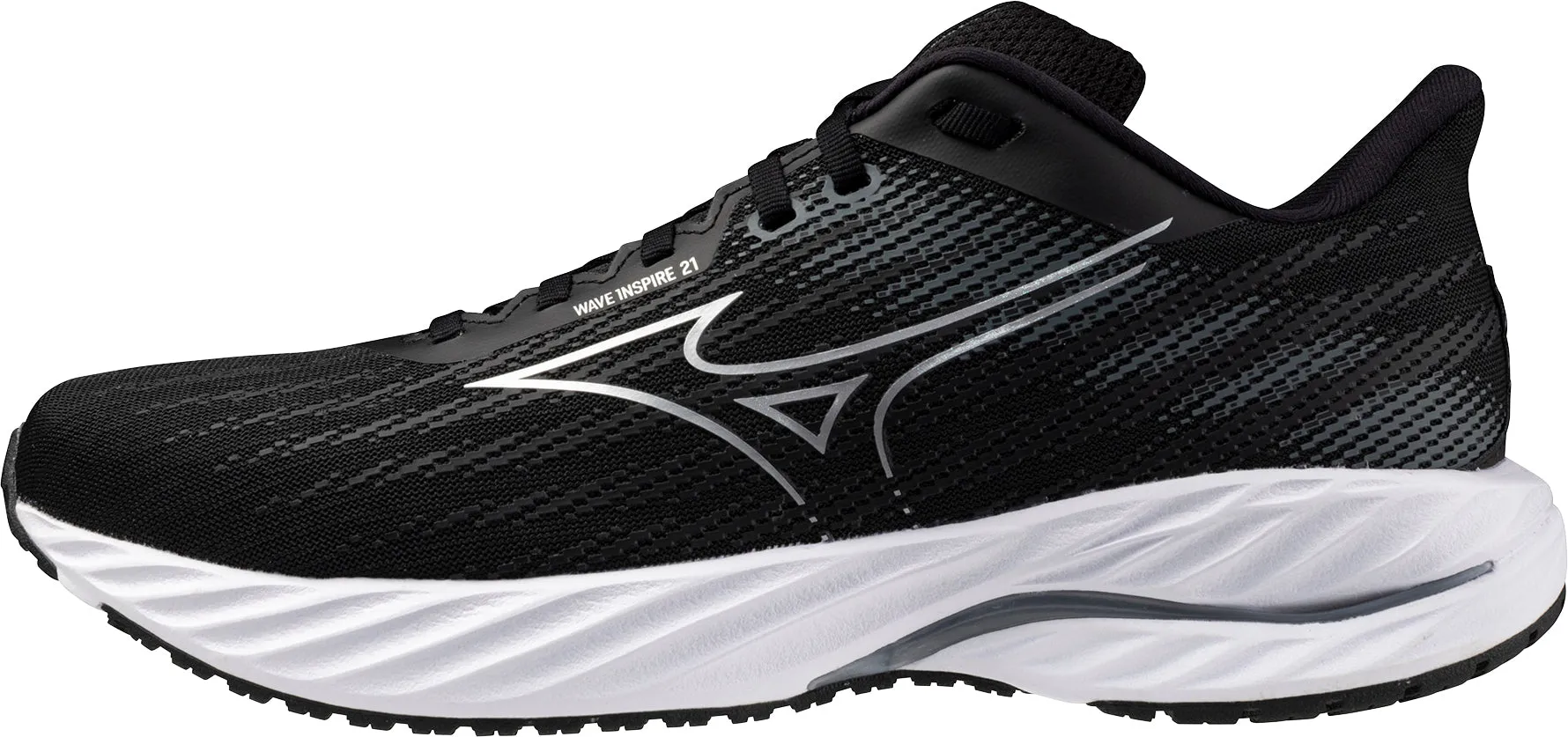 Quick Drying Airport Travel Everywhere Fit Mizuno Wave Inspire 21 WIDE FIT (2E) Mens Running Shoes - Black