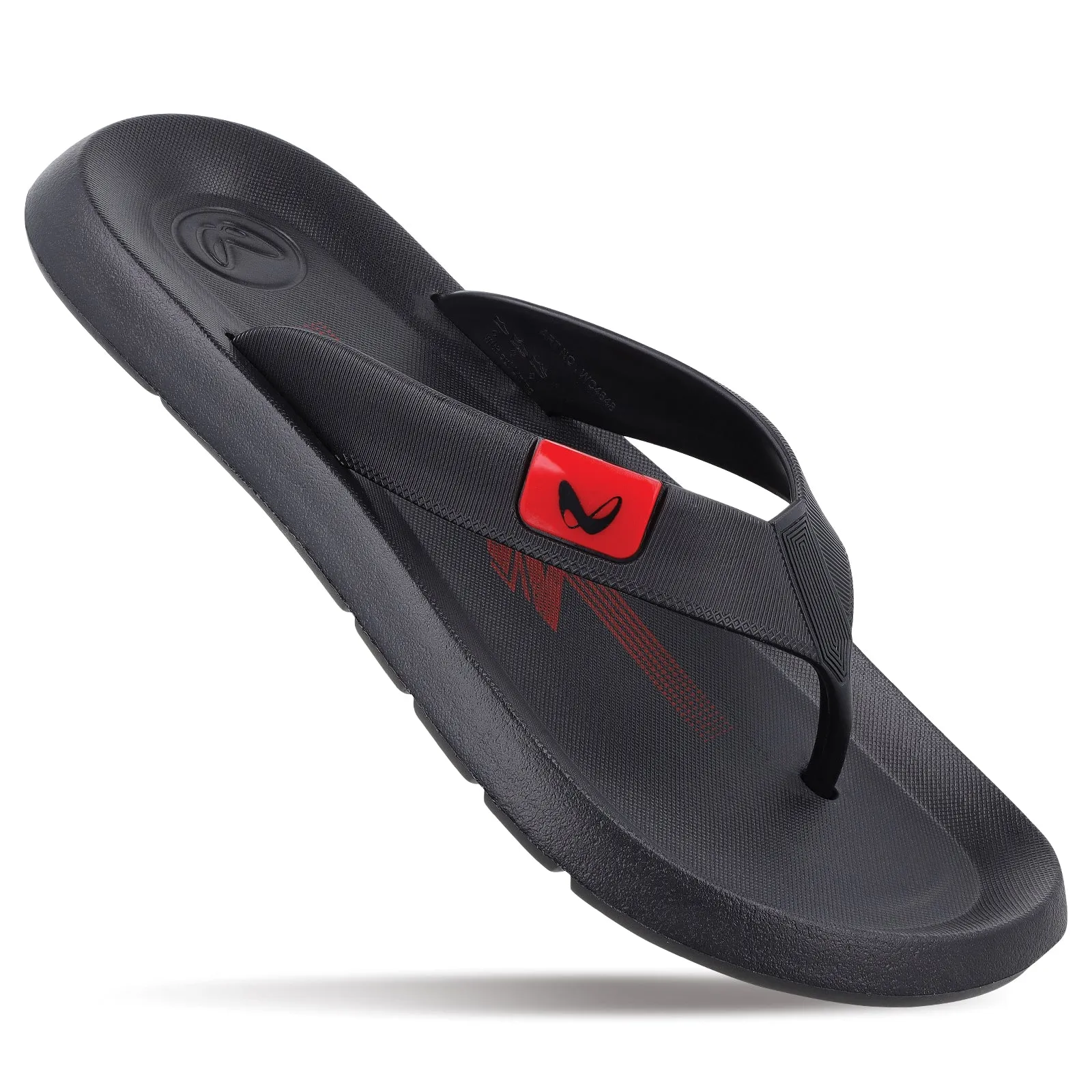Men's Flip-Flop Slippers - WC4848 Black Red Quick Walk Comfort All Day Slip