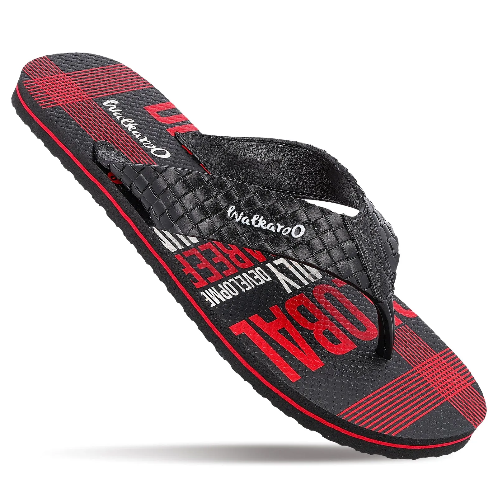 Simple Comfort Fit Men's Hawai Slippers - HG166 Red Black