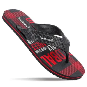 Simple Comfort Fit Men's Hawai Slippers - HG166 Red Black