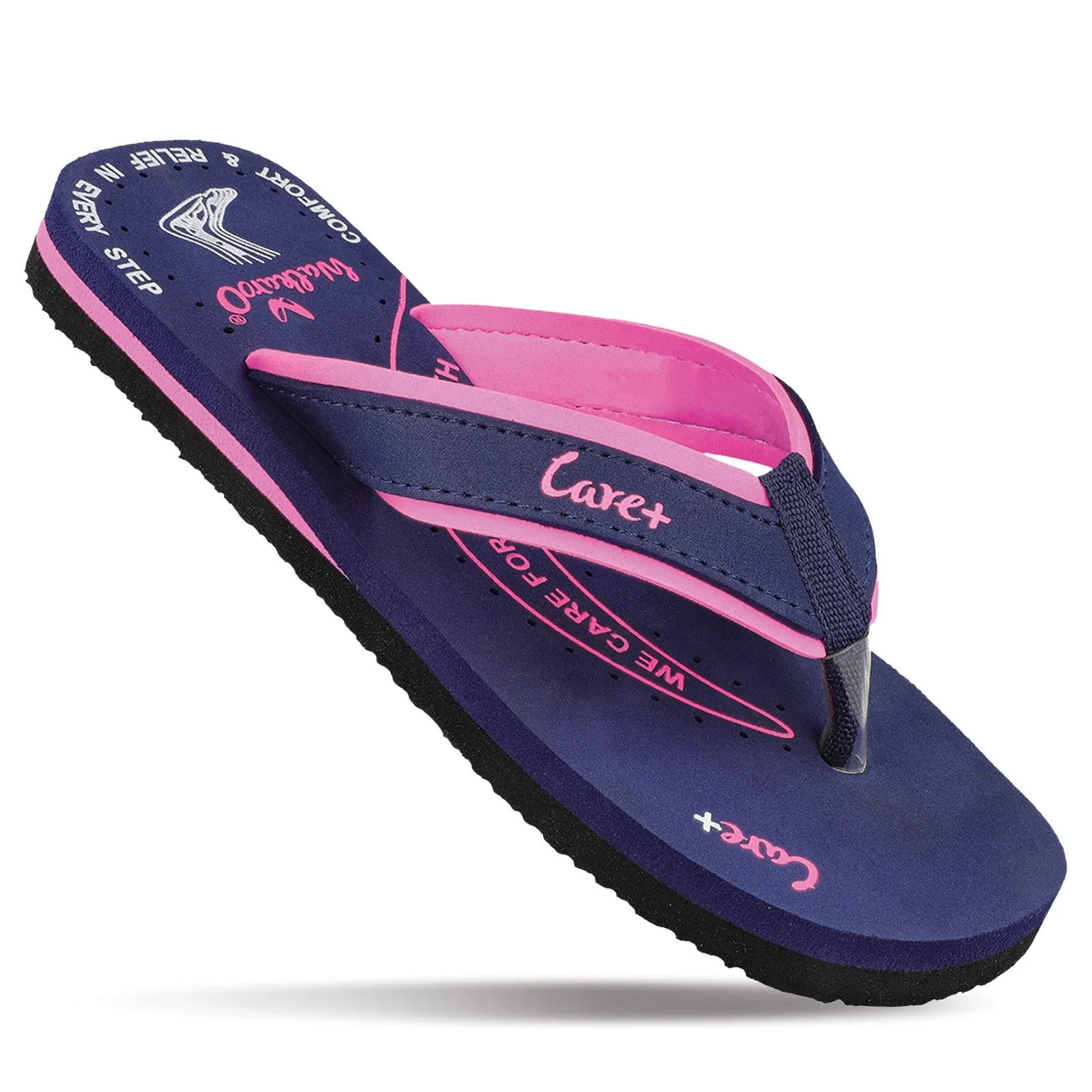 Quick Slip-On Sandals Walkaroo Women's Care Plus Flip-Flop  - WH3959 NavyBlue Pink