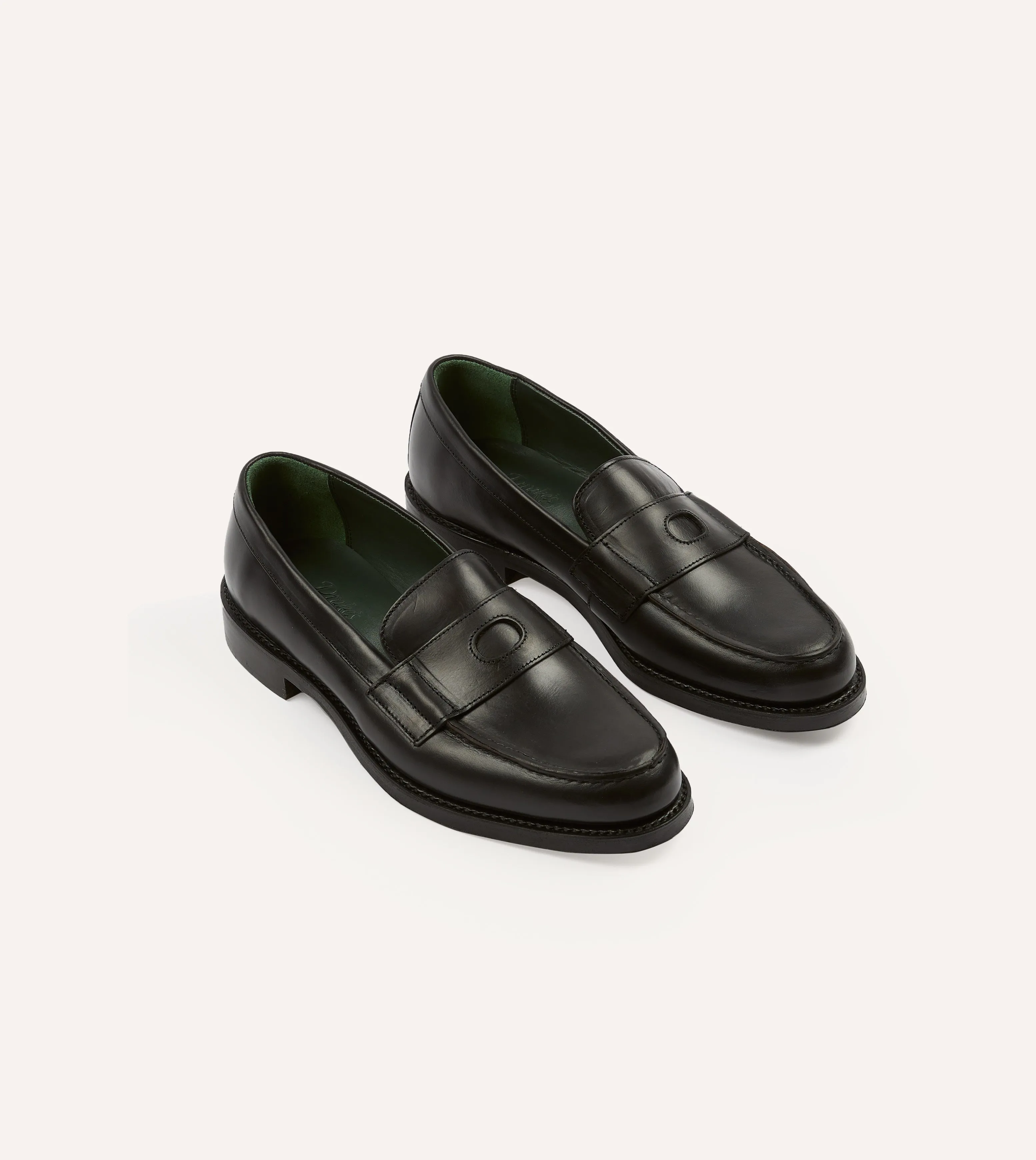 Lightweight Form Road Trip Match Fit Black Leather Charles Goodyear Welted Penny Loafer