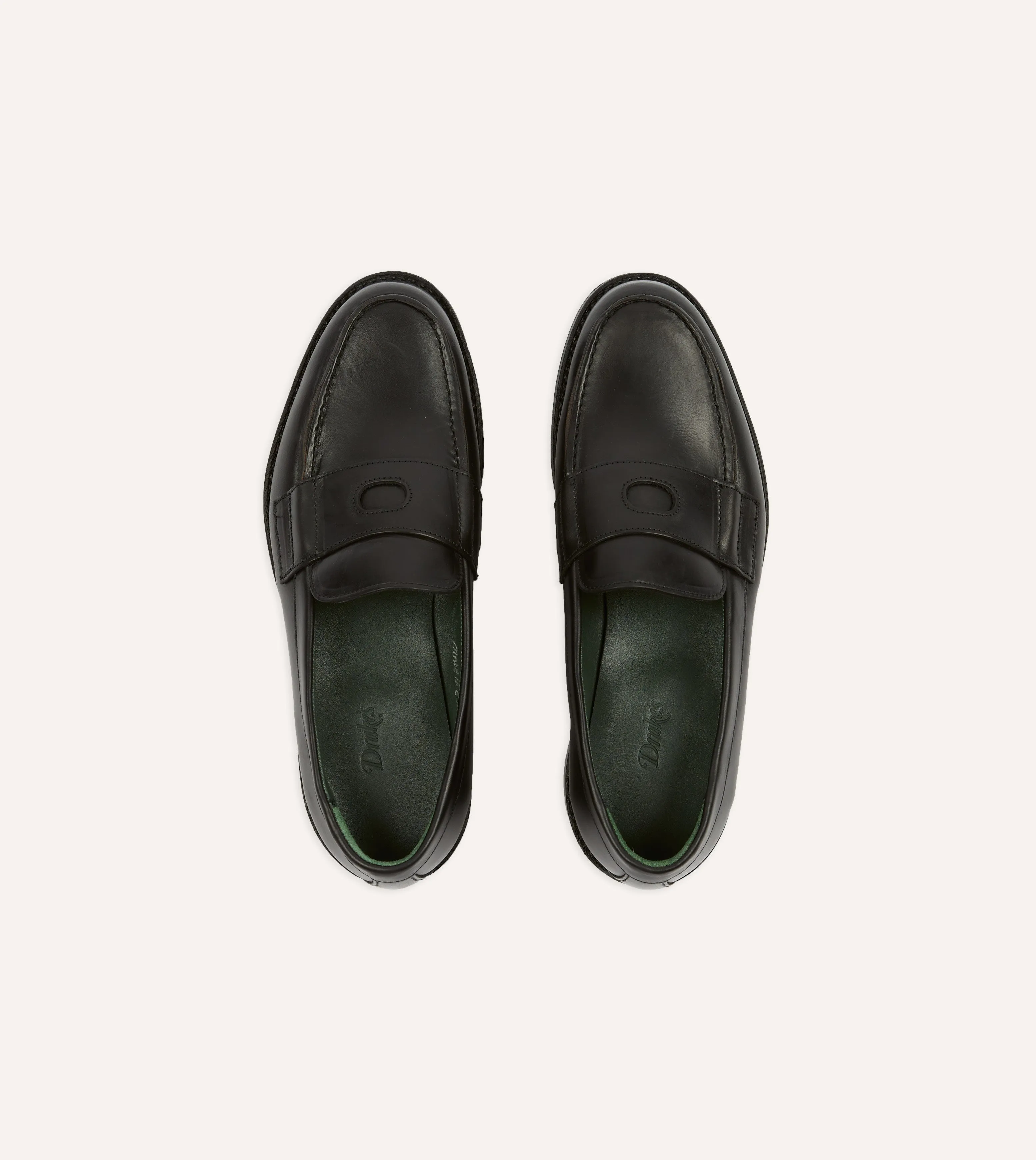 Meadow Glow Black Leather Charles Goodyear Welted Penny Loafer