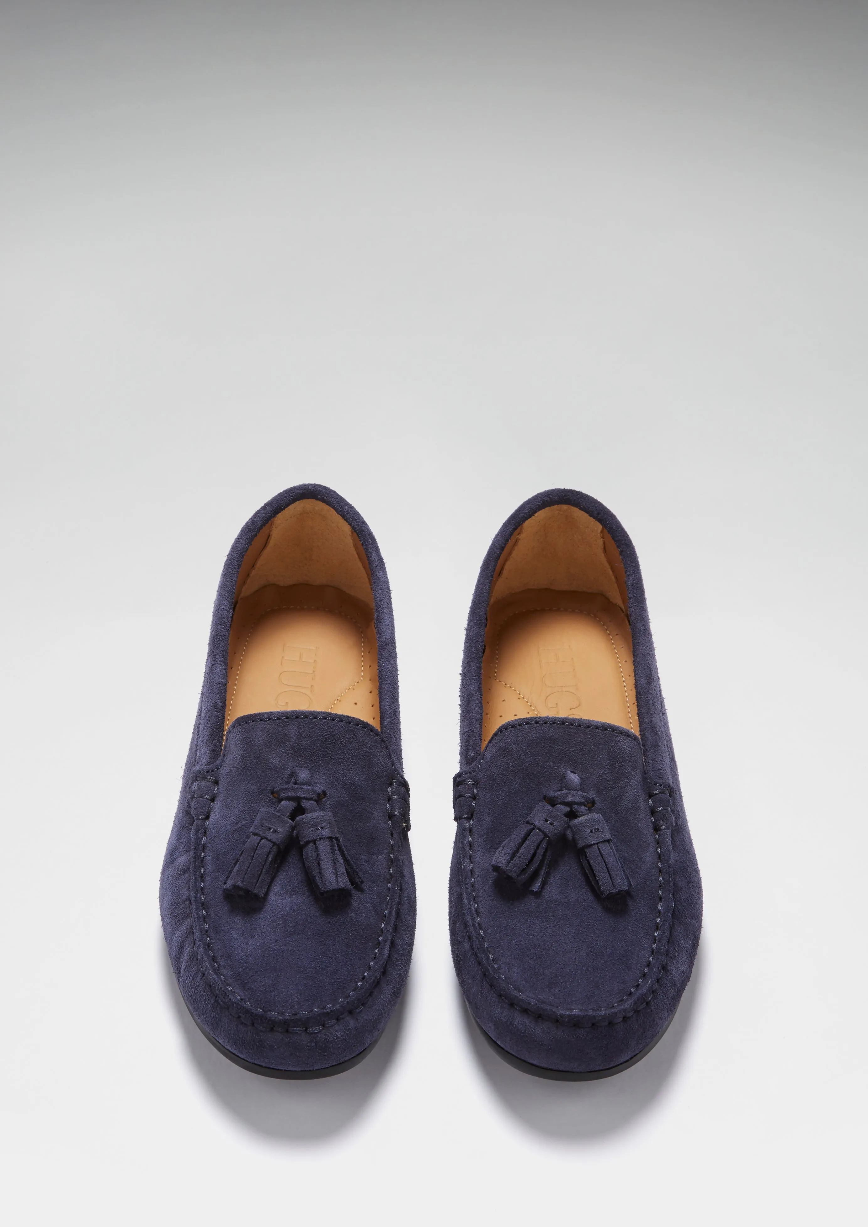 Women's Tasselled Driving Loafers Full Rubber Sole, navy blue suede Neat Lane