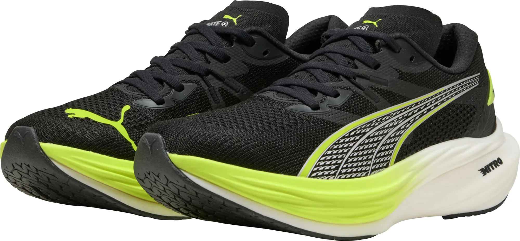 Slip Resistant Urban Walk Puma Deviate Nitro 3 WIDE FIT Mens Running Shoes - Black