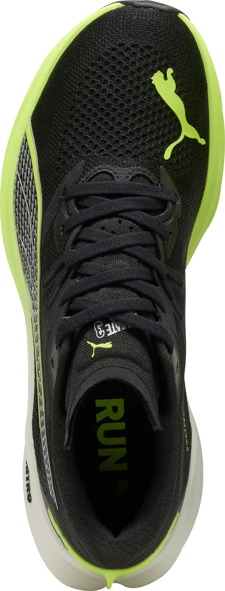 Comfort Platform Heat Mode Puma Deviate Nitro 3 WIDE FIT Mens Running Shoes - Black