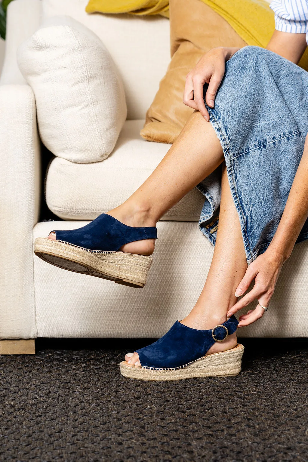 Stella Peep Toe Espadrille with Buckle Sport Inspired