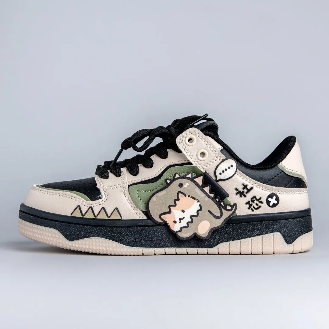 Super Shy Dino Cat Chunky Casual Sneakers - Unisex Foot Comfort Durable Build