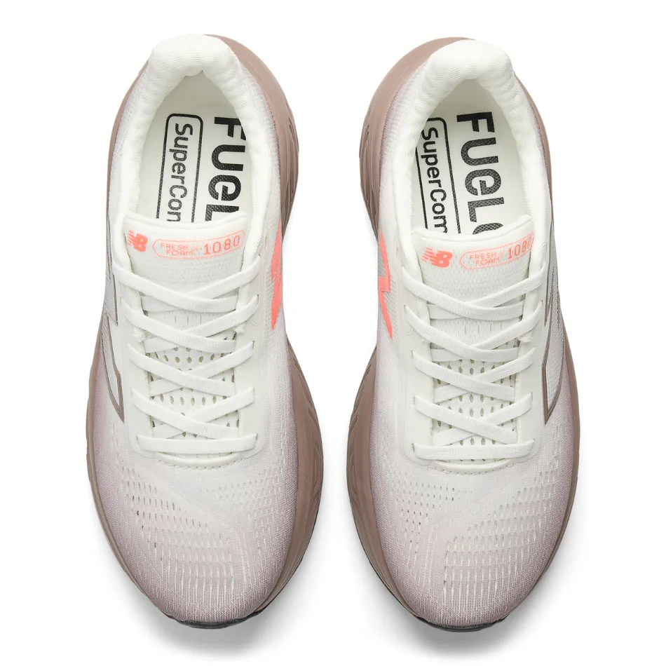 Striped Pattern supportive insole New Balance Women's 1080 v14 Running Shoes in Earth Shadow/Reflection/Urgent Red AW25
