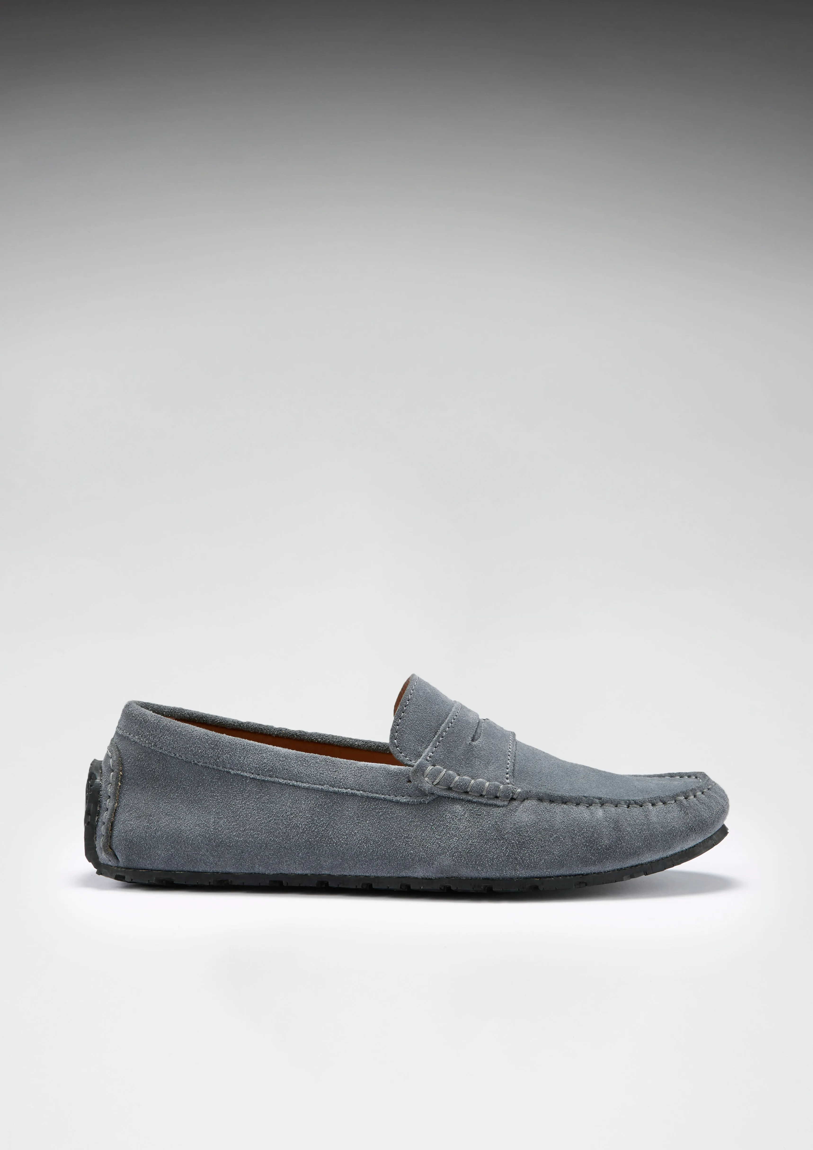 Tyre Sole Penny Driving Loafers, slate grey suede Support System