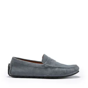 Tyre Sole Penny Driving Loafers, slate grey suede Functional Style