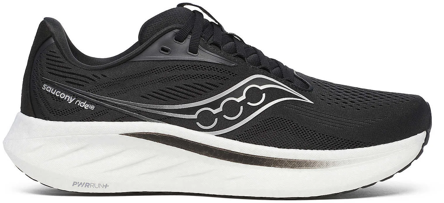 Memory Foam Casual Wear Cyber Mode Saucony Ride 18 WIDE FIT Mens Running Shoes - Black