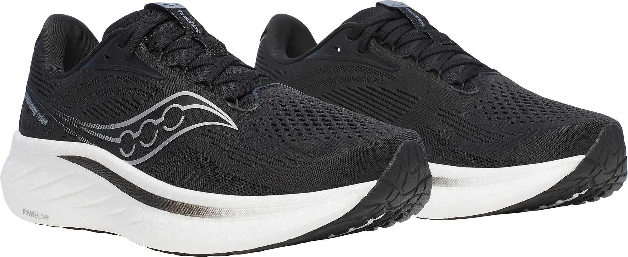 Saucony Ride 18 WIDE FIT Mens Running Shoes - Black Quick Drying Weekend Errands