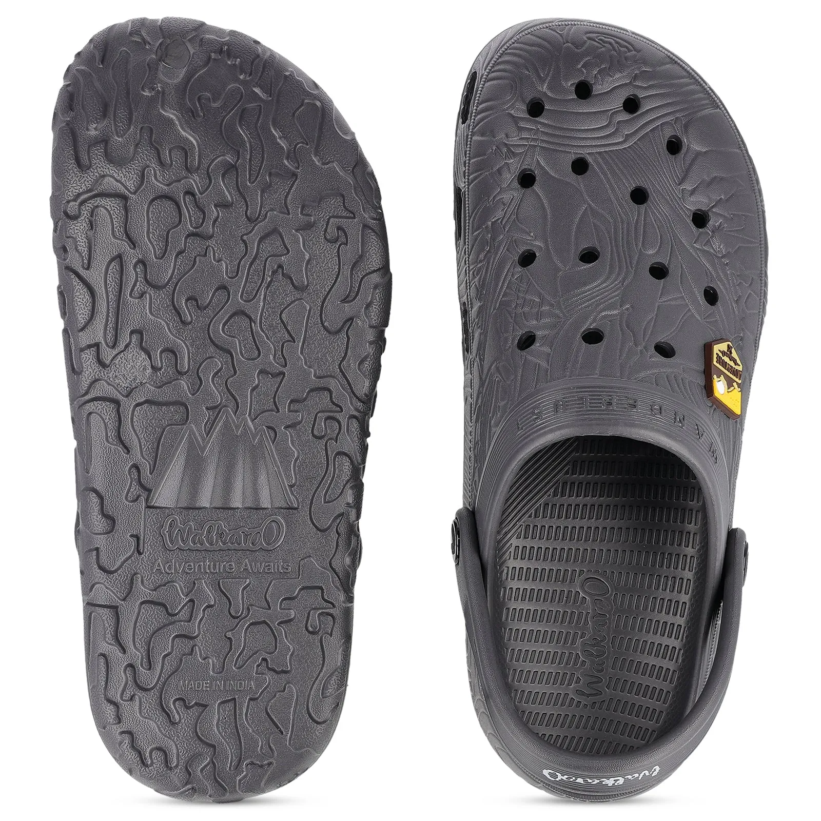 Men's Clogs  - WC8801 Dark Grey Comfy Shoes Heel Strap