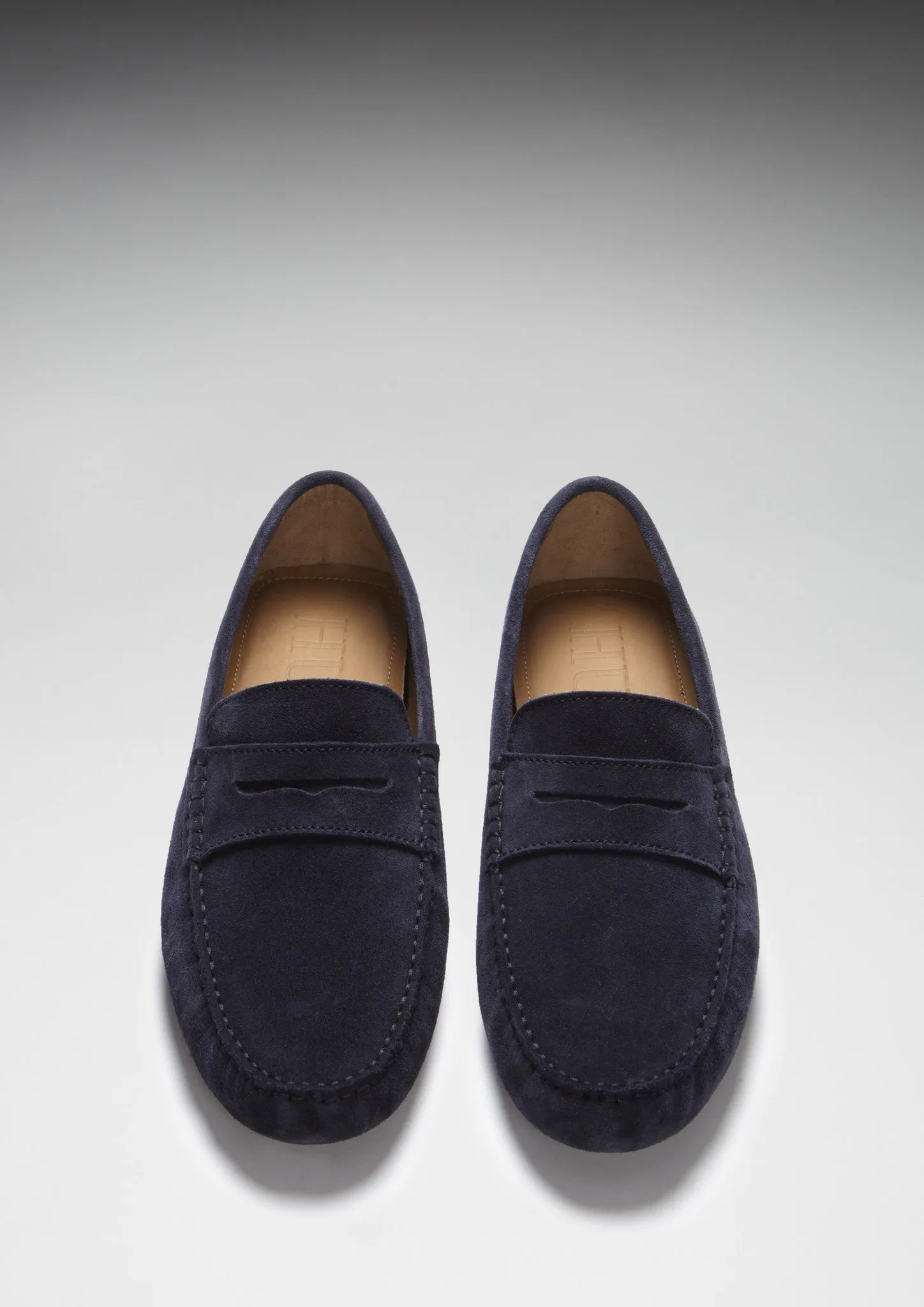 Clear Lane Penny Driving Loafers, navy blue suede