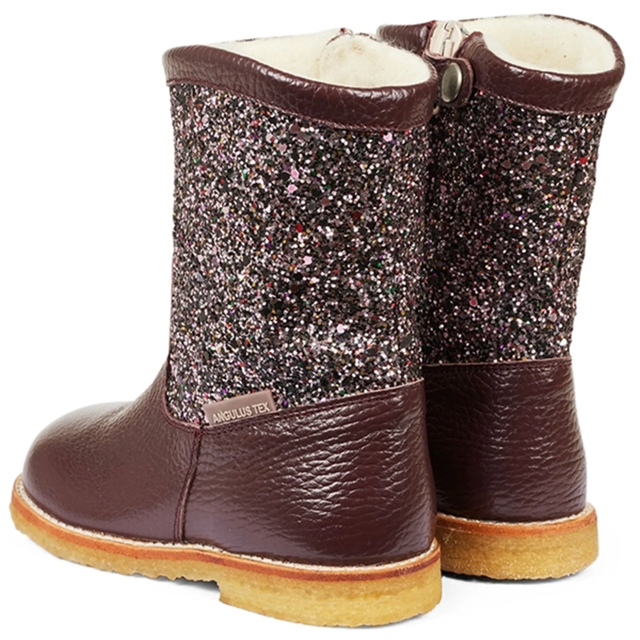 Angulus Tex Boots With Zipper Bordeaux/Bordeaux Multi Glitter mountain gear Snow Anti-Skid