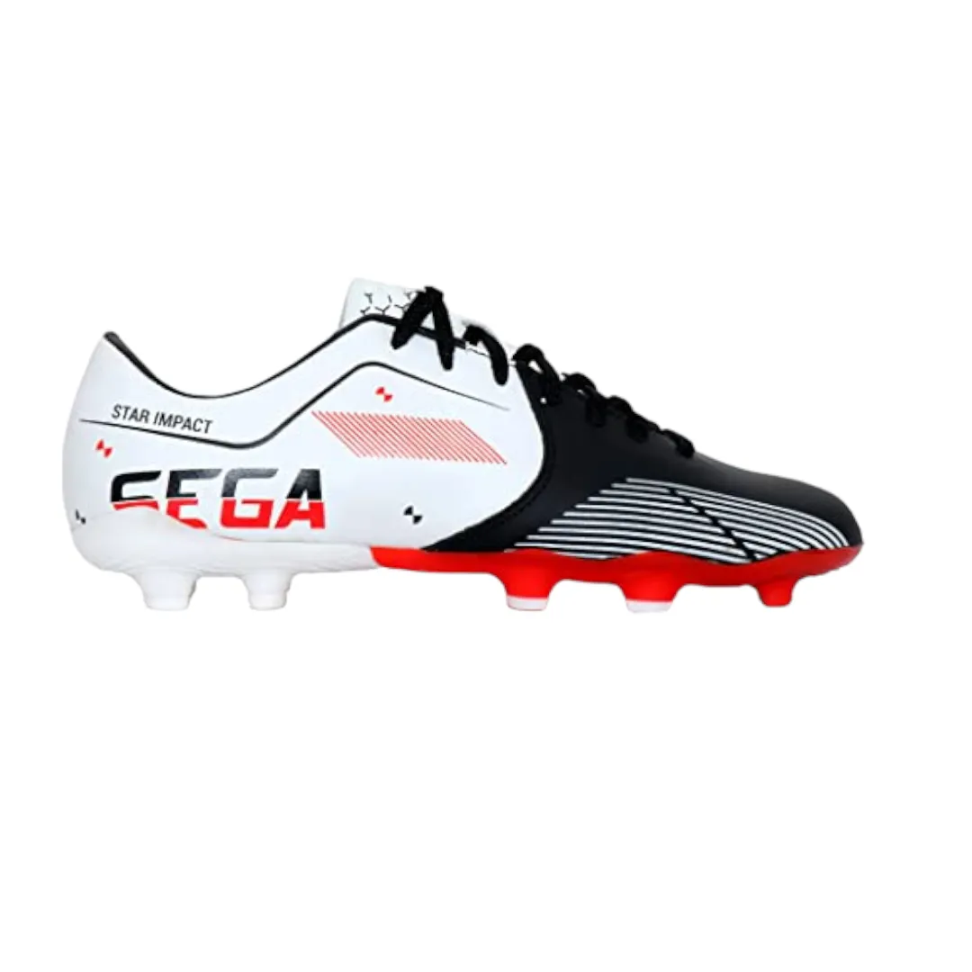 Sega Classic Leather Football Shoes (White/Black) Kicking Action All-Weather