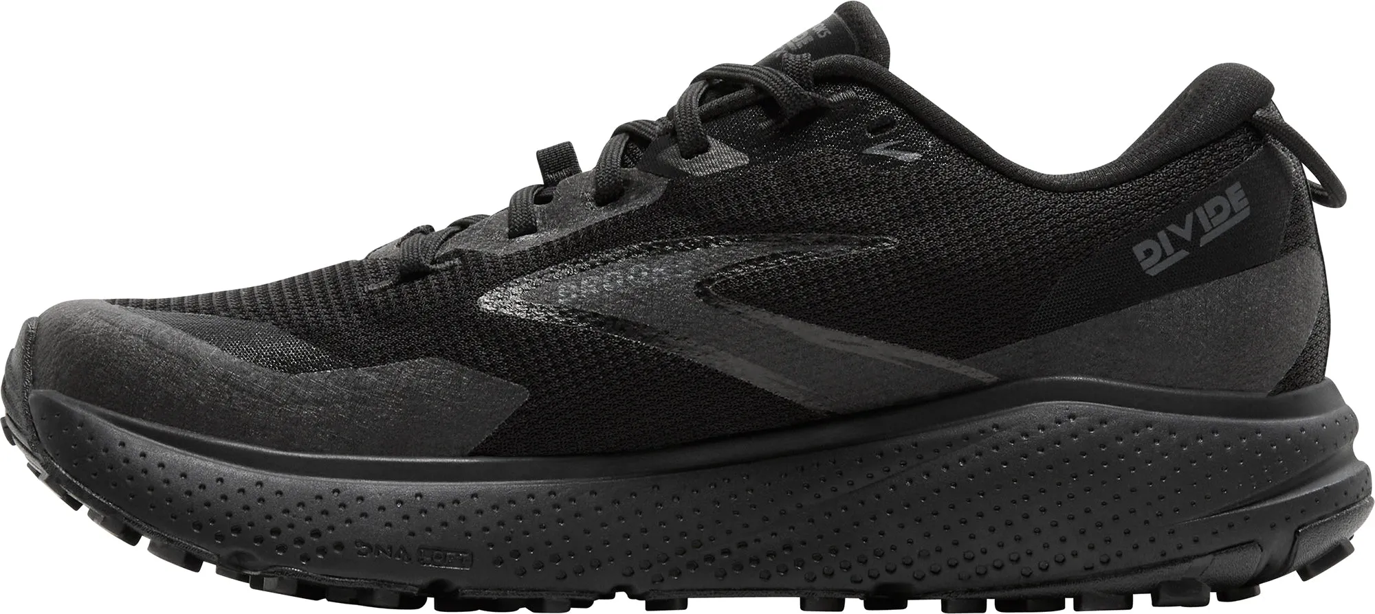 Stylish Tech Glow Brooks Divide 6 GORE-TEX Mens Trail Running Shoes - Black