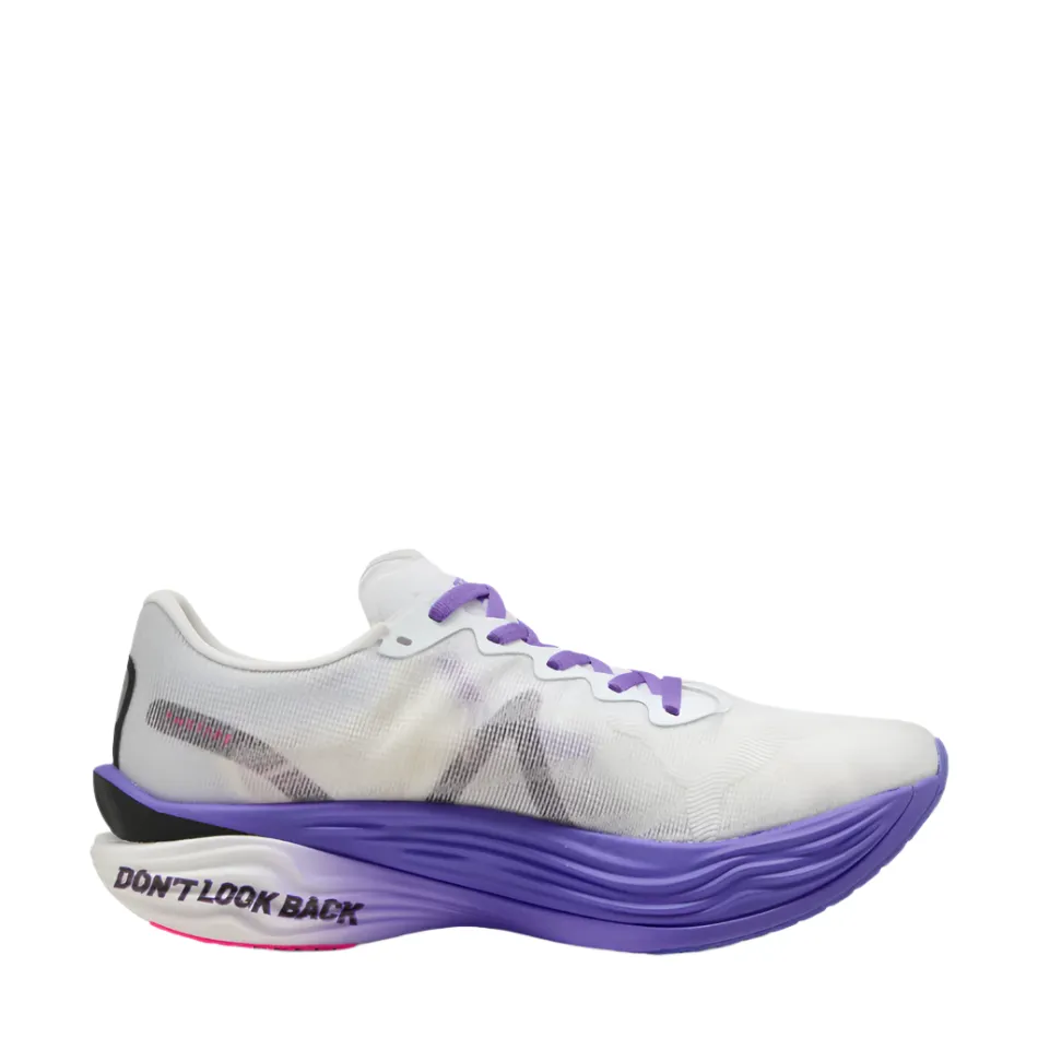 running on a gravel track shoes PUMA Men's Deviate NITRO Elite 3 DIGITOKYO Running Shoes in PUMA White/Dark Amethyst AW25