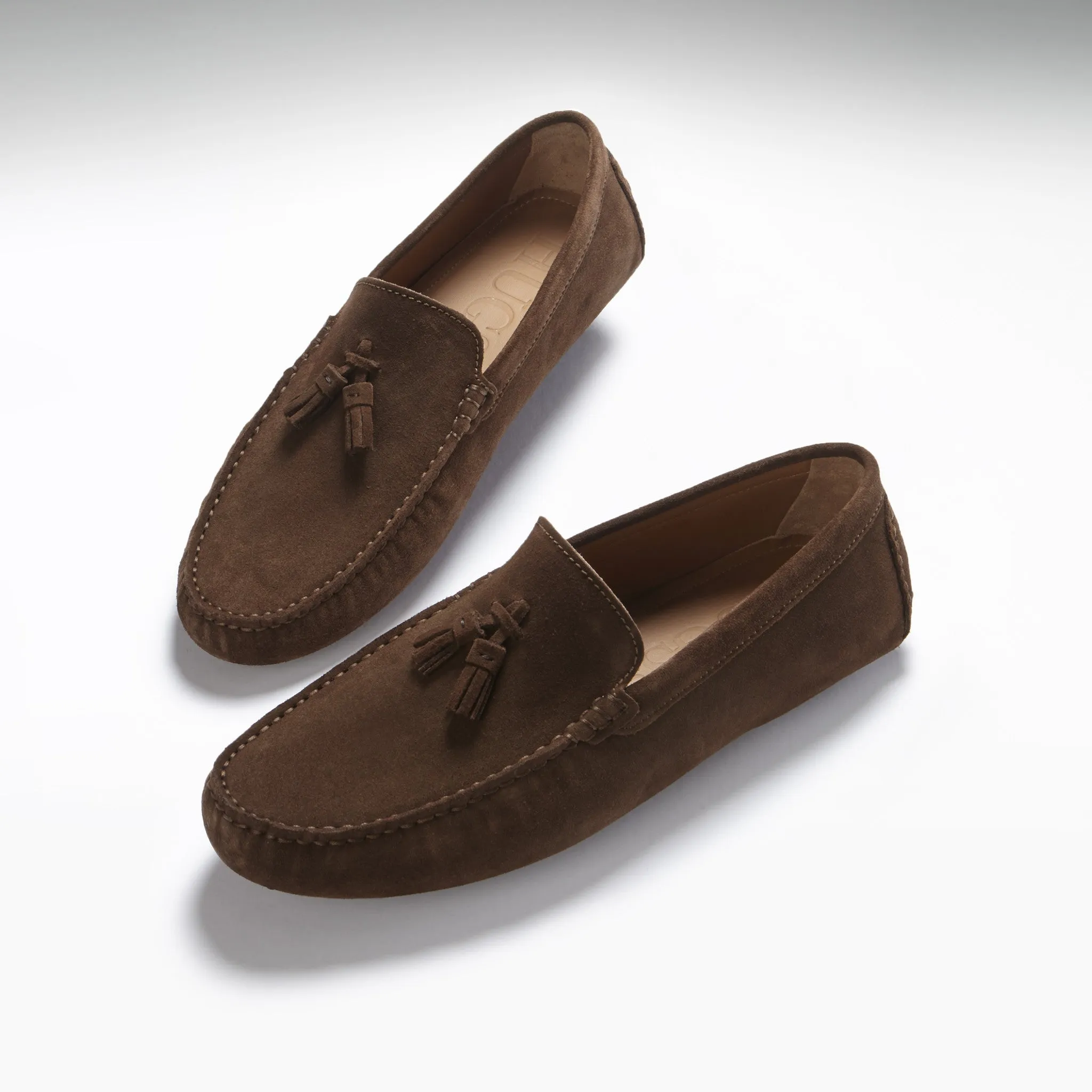 Quilted Lining Tasselled Driving Loafers, brown suede