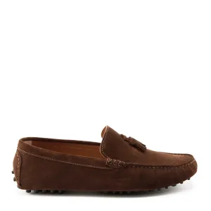 Soft Leather Slip-ons Urban Flow Tasselled Driving Loafers, brown suede