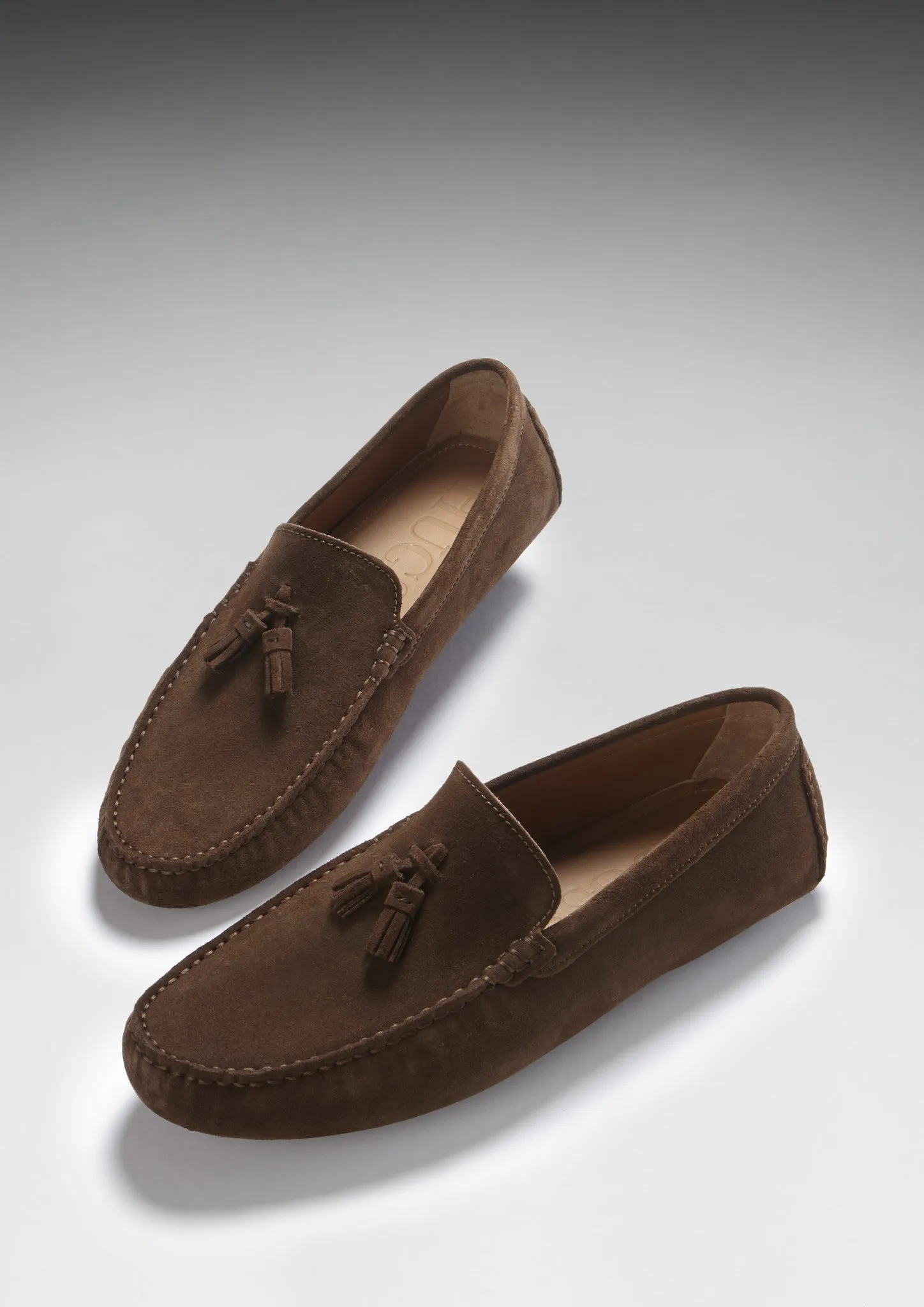 Comfortable Wear Elite Style Tasselled Driving Loafers, brown suede