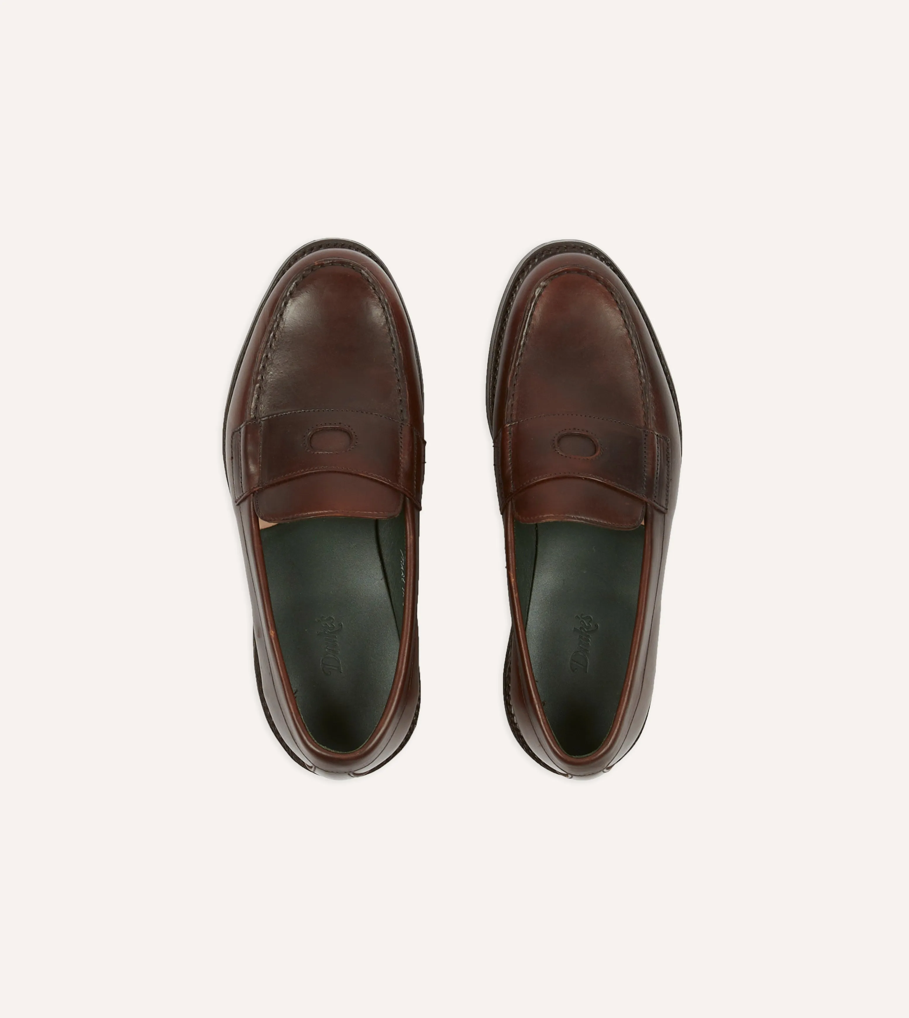 Moon Tone Satin Glow Brown Leather Charles Goodyear Welted Penny Loafer