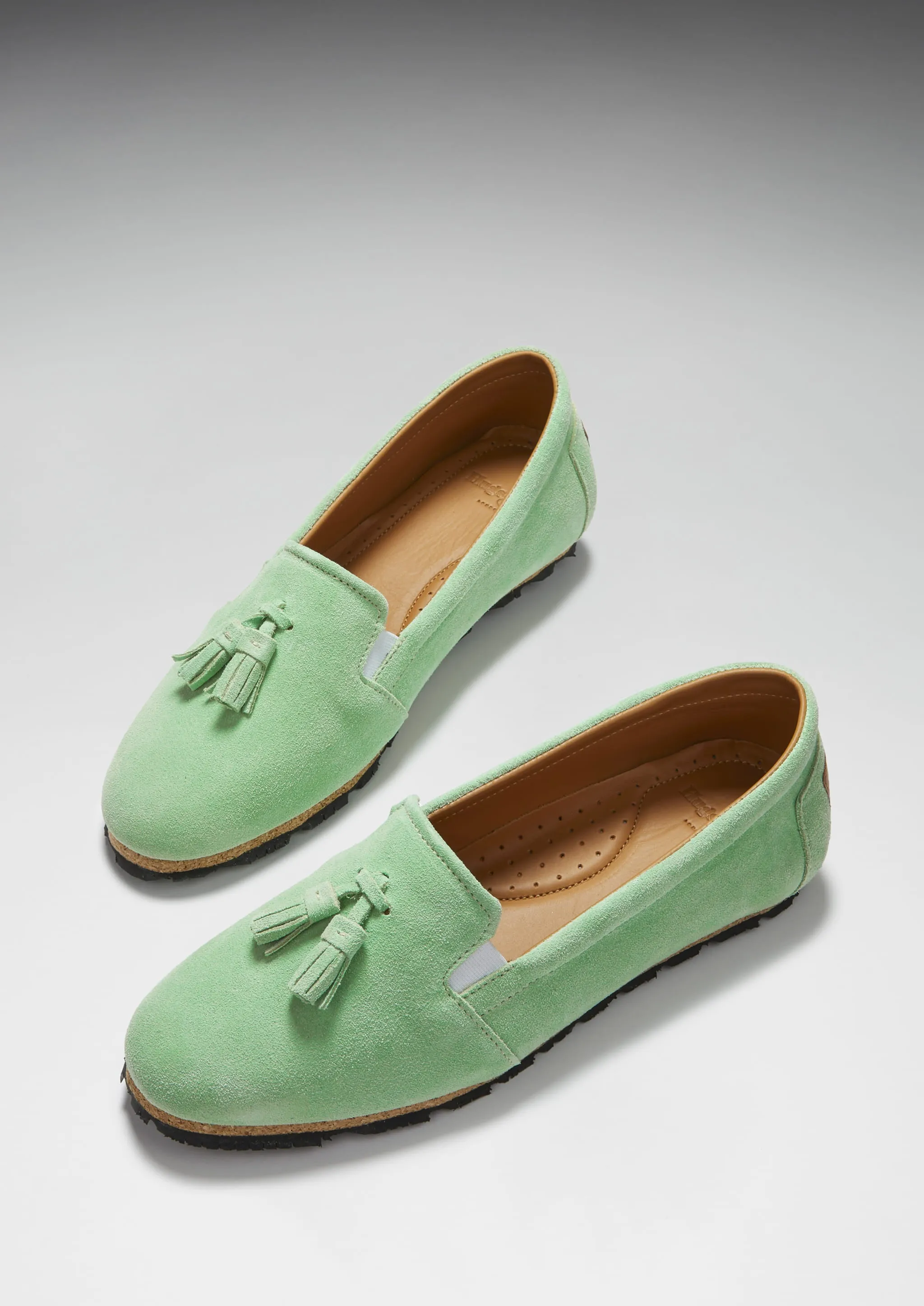Low Top Design Bright Jog Women's Tasselled Espadrilles, lagoon green suede