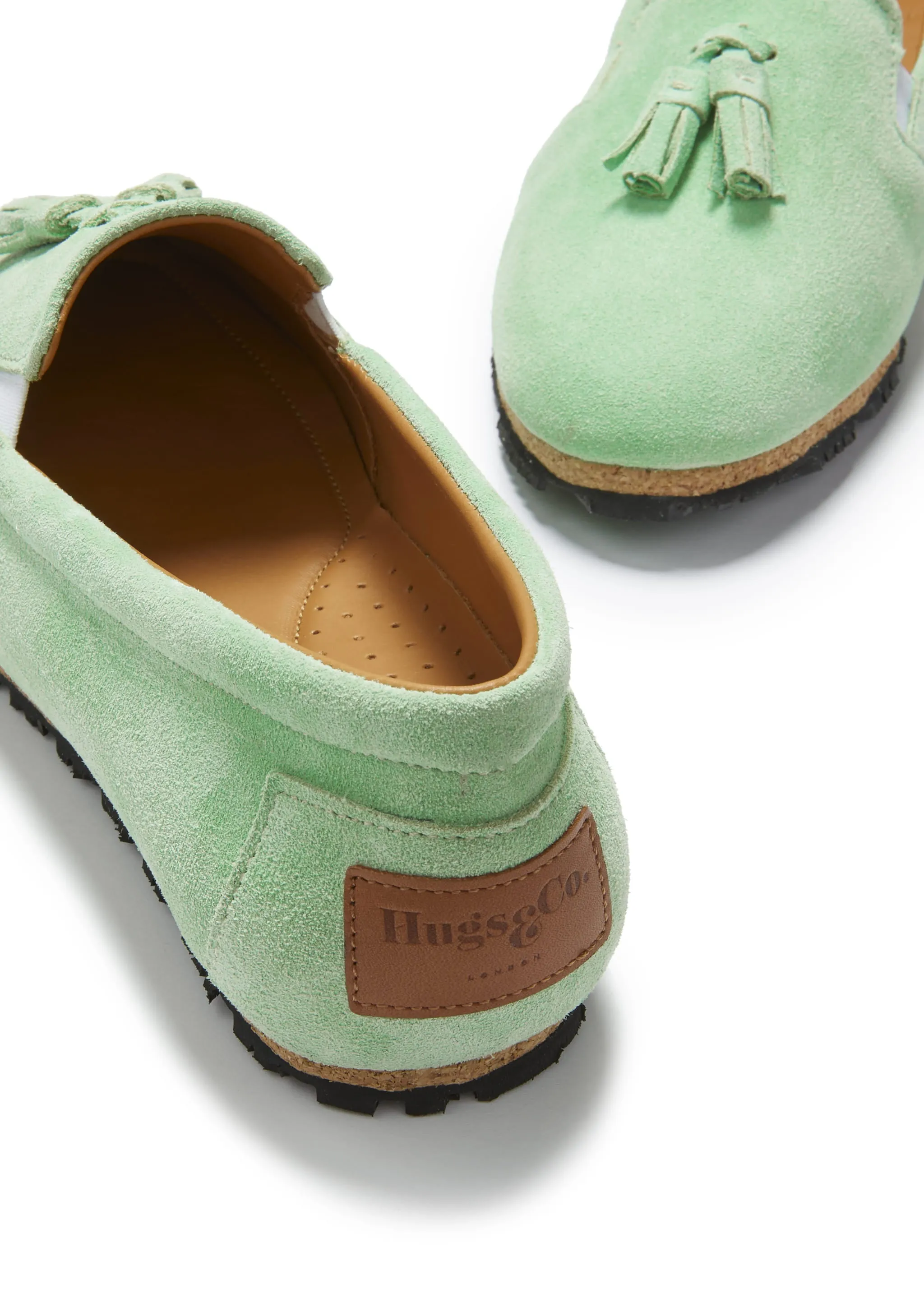 Women's Tasselled Espadrilles, lagoon green suede Detachable Insole