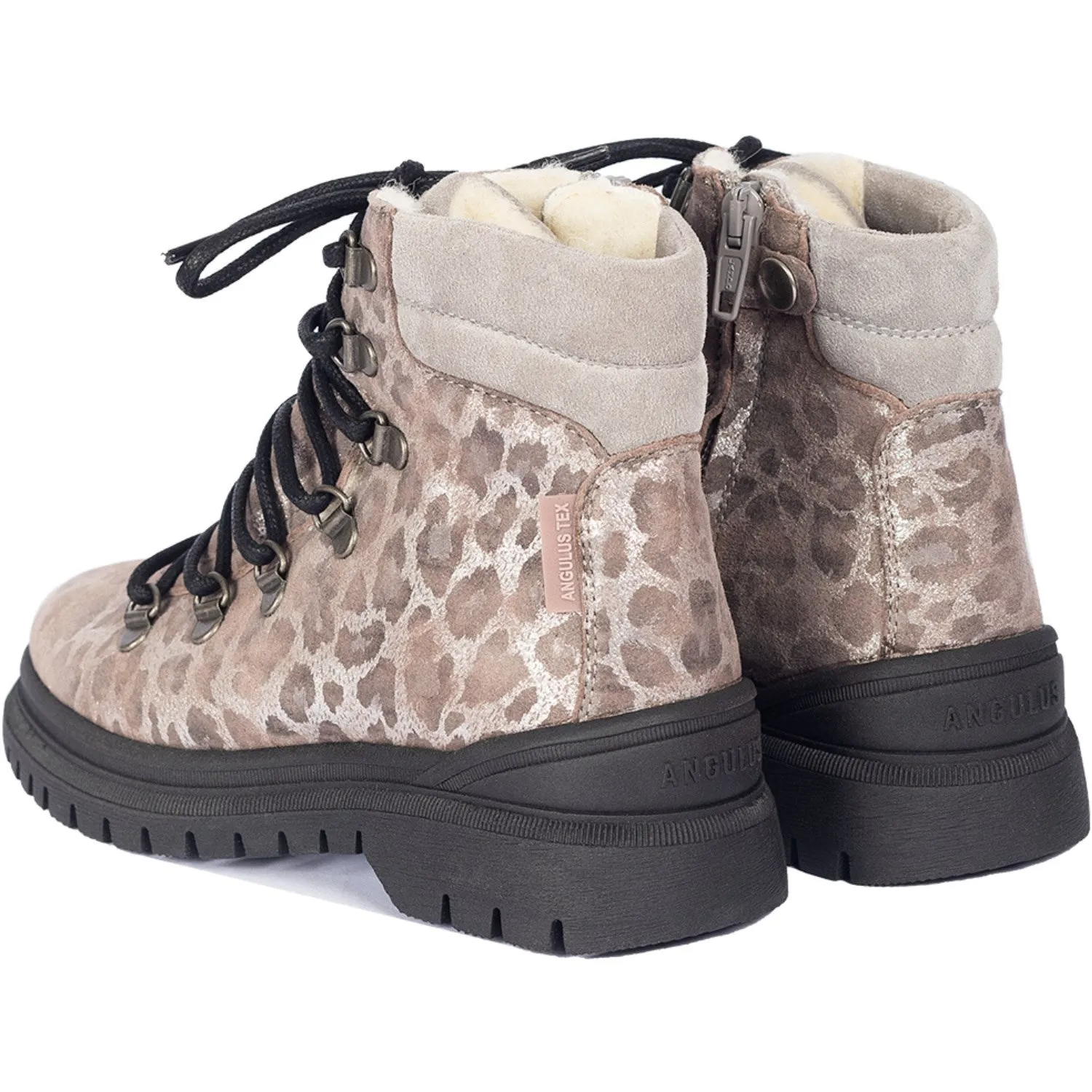 Angulus Silver Leo/Gray Tex Lace-up Boot with Wool Lining ergonomic Snow Anti-Skid