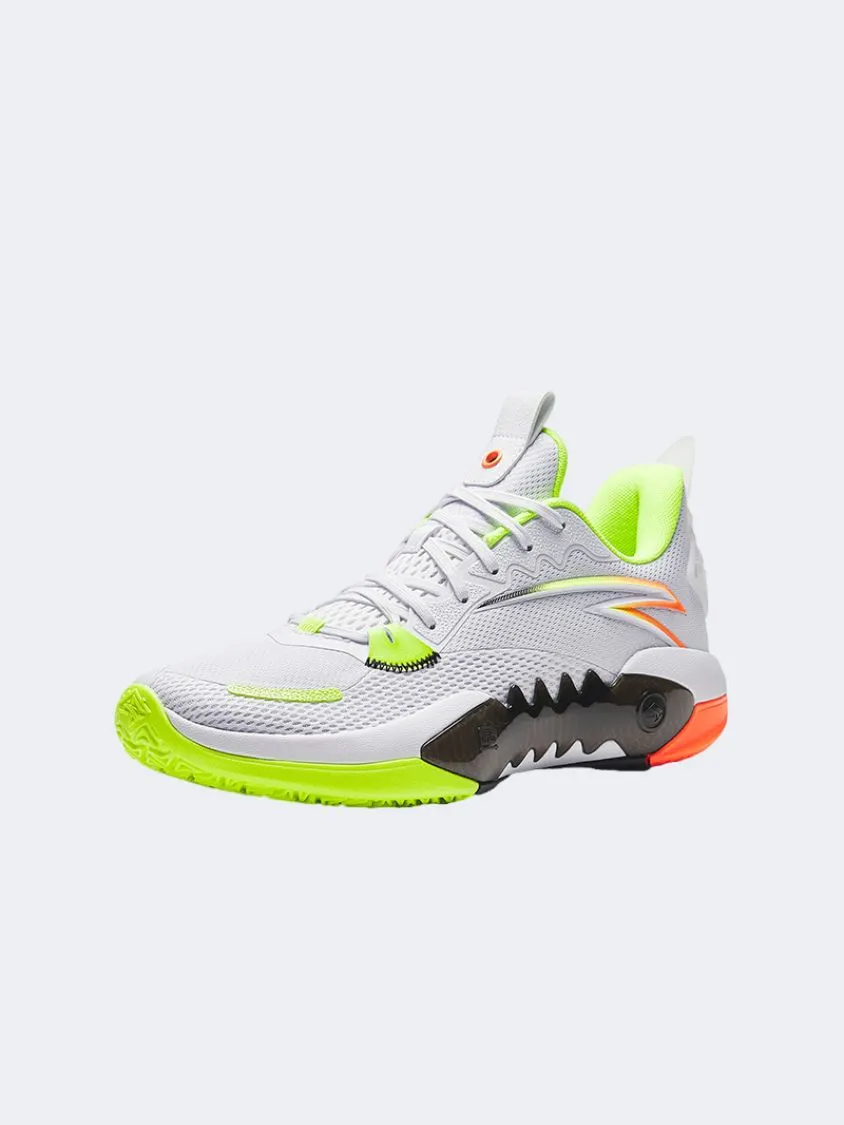Anta Shock Wave Team Men Basketball Shoes White/Luminance Green Dynamic Lacing System