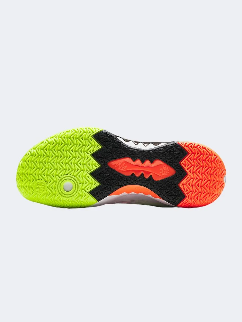 Anta Shock Wave Team Men Basketball Shoes White/Luminance Green All Day Sneakers Smooth Soles