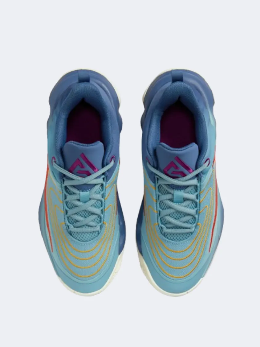 Nike Giannis Immortality 4 Gs-Boys Basketball Shoes Turquoise/Navy/Gold LightweightFabric Secure Performance