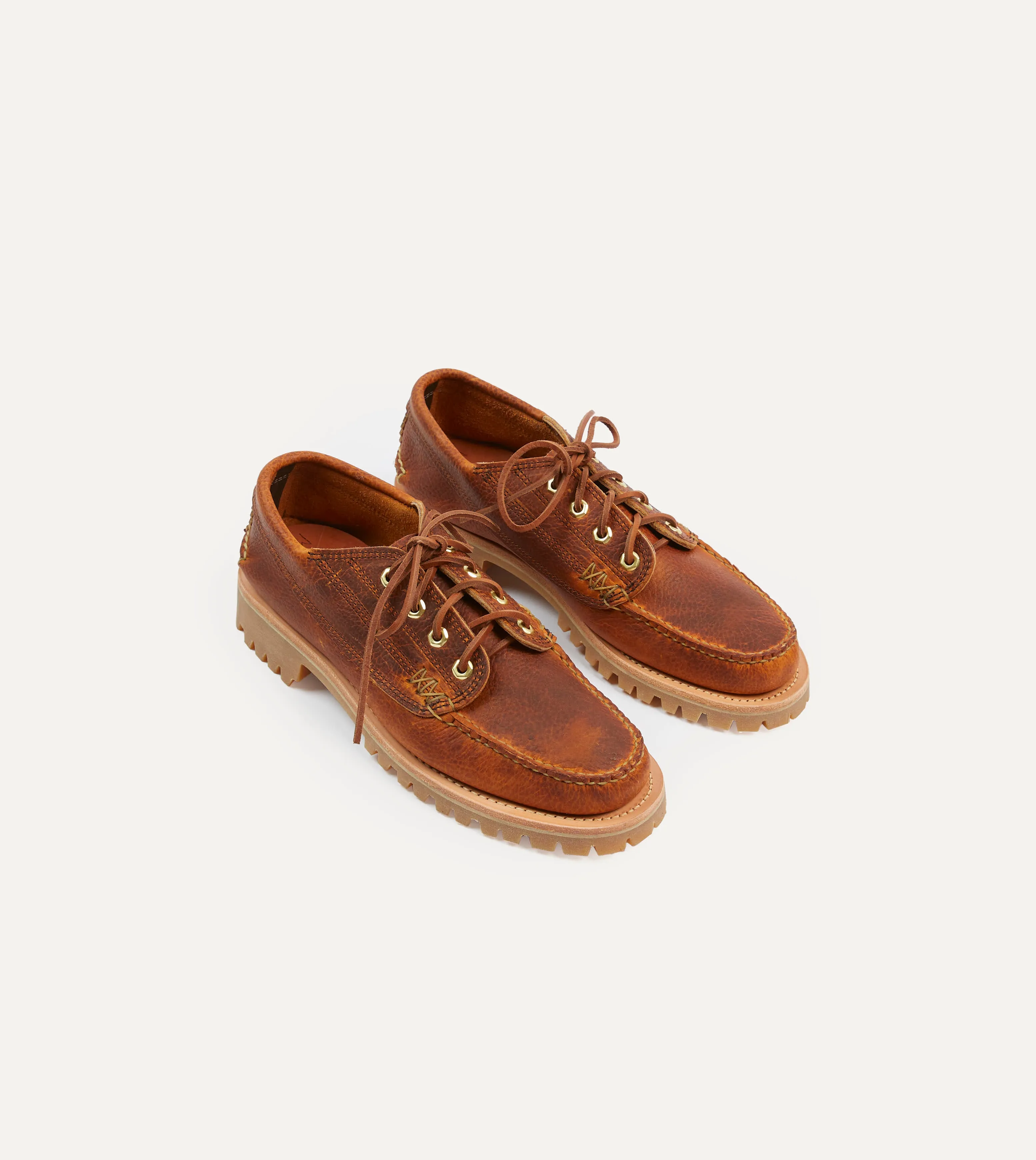 Cotton Base Yuketen Brown Leather Angler Moc Shoe