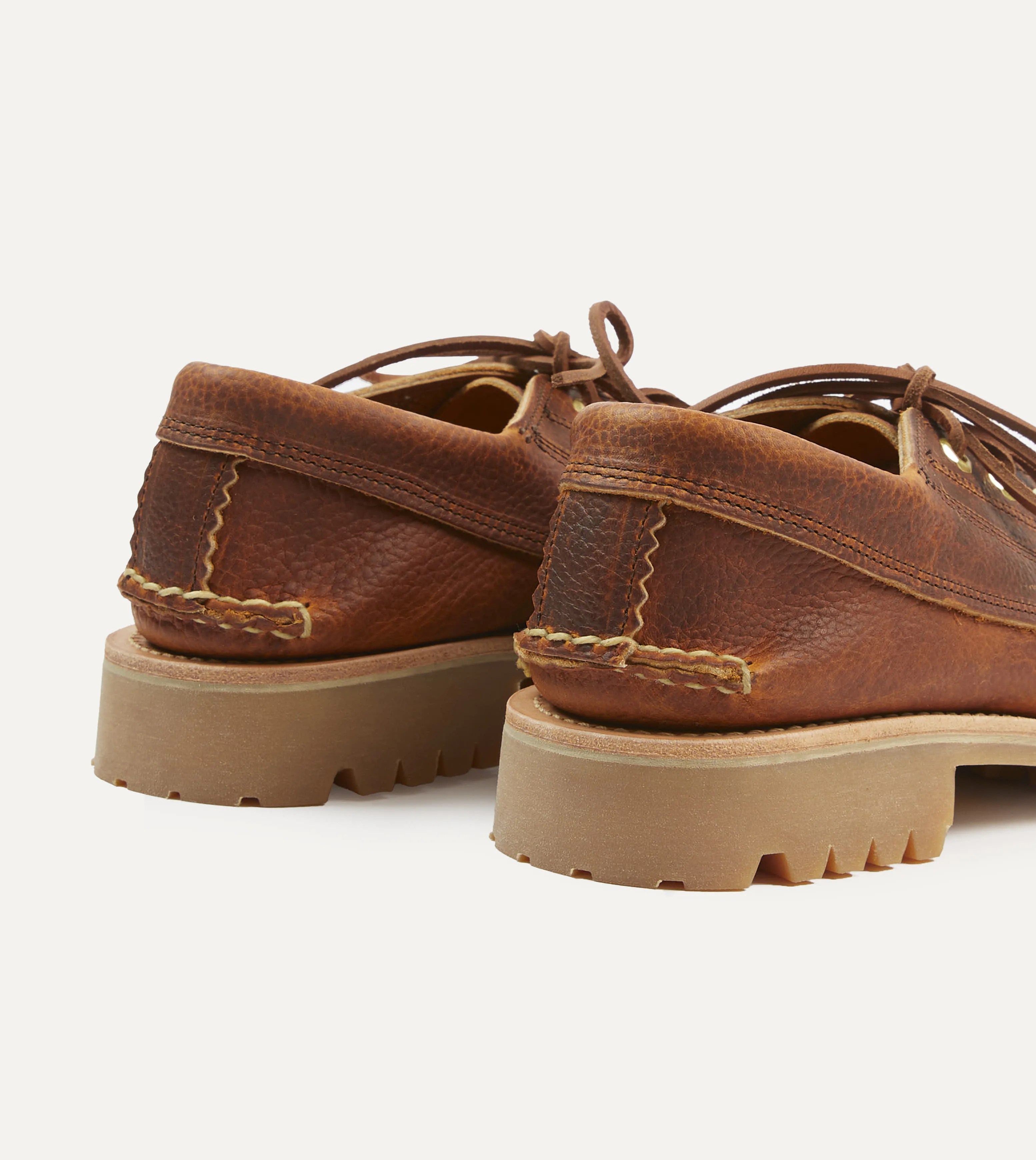 Yuketen Brown Leather Angler Moc Shoe Game Fit Power Flow