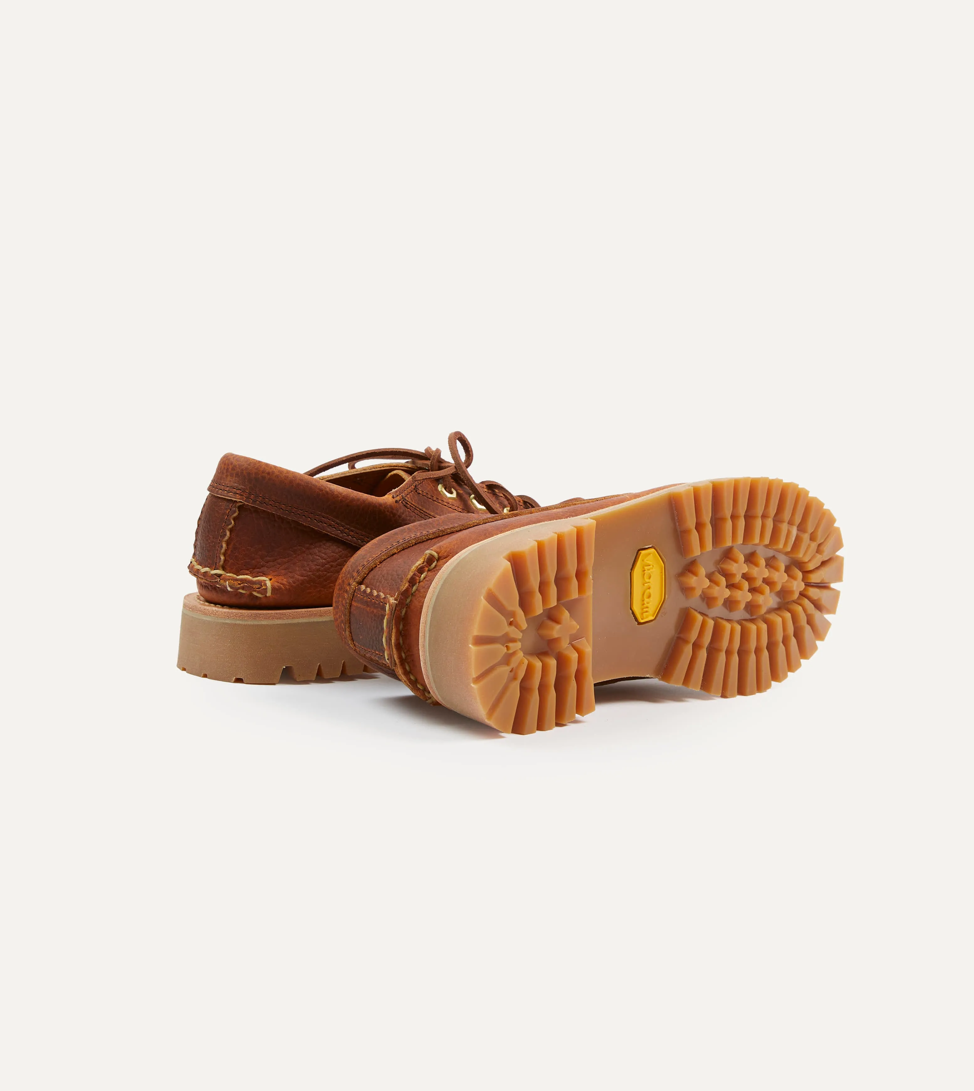 Yuketen Brown Leather Angler Moc Shoe Zip Up
