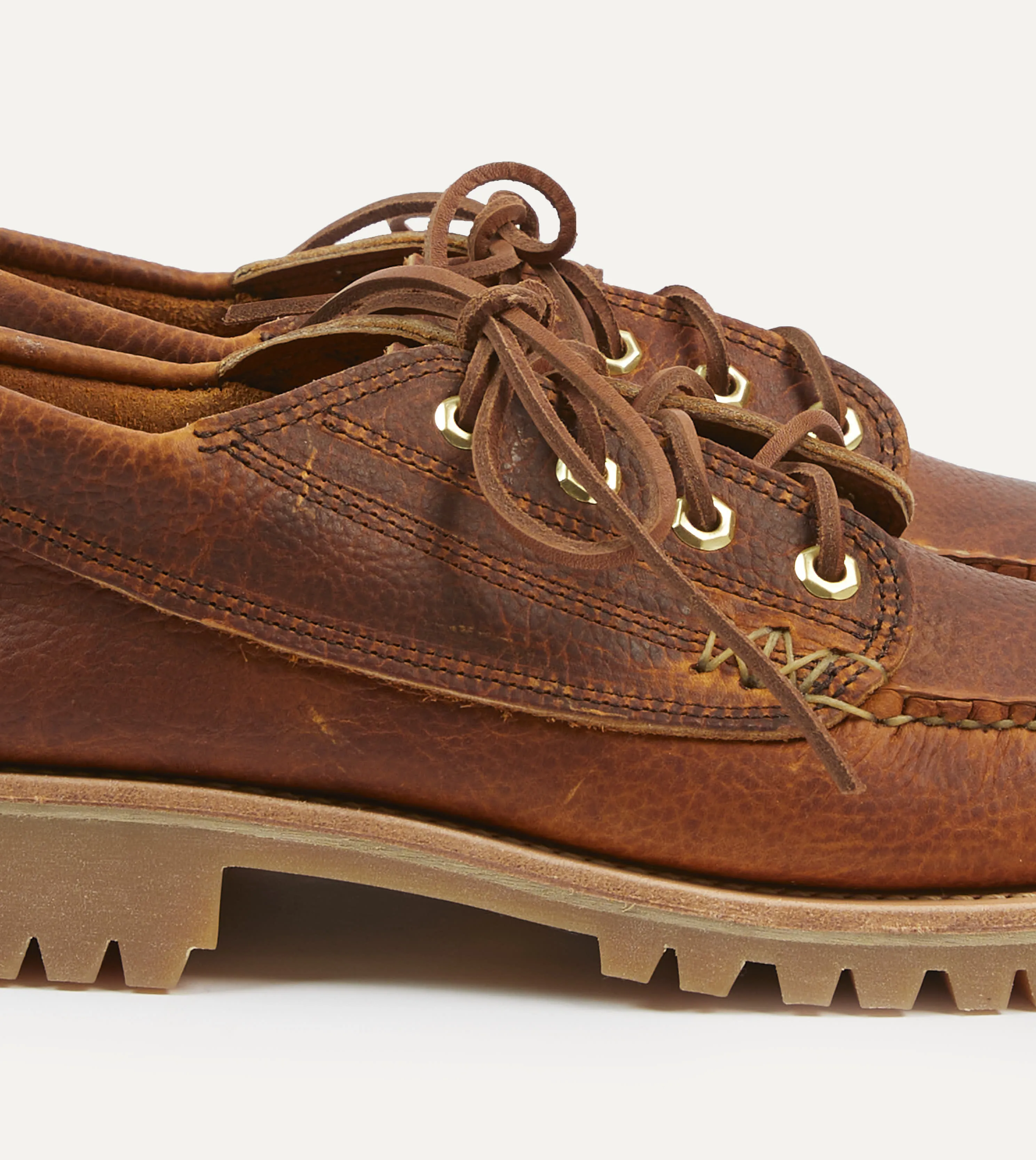 Modern Edge Durable Fabric Yuketen Brown Leather Angler Moc Shoe