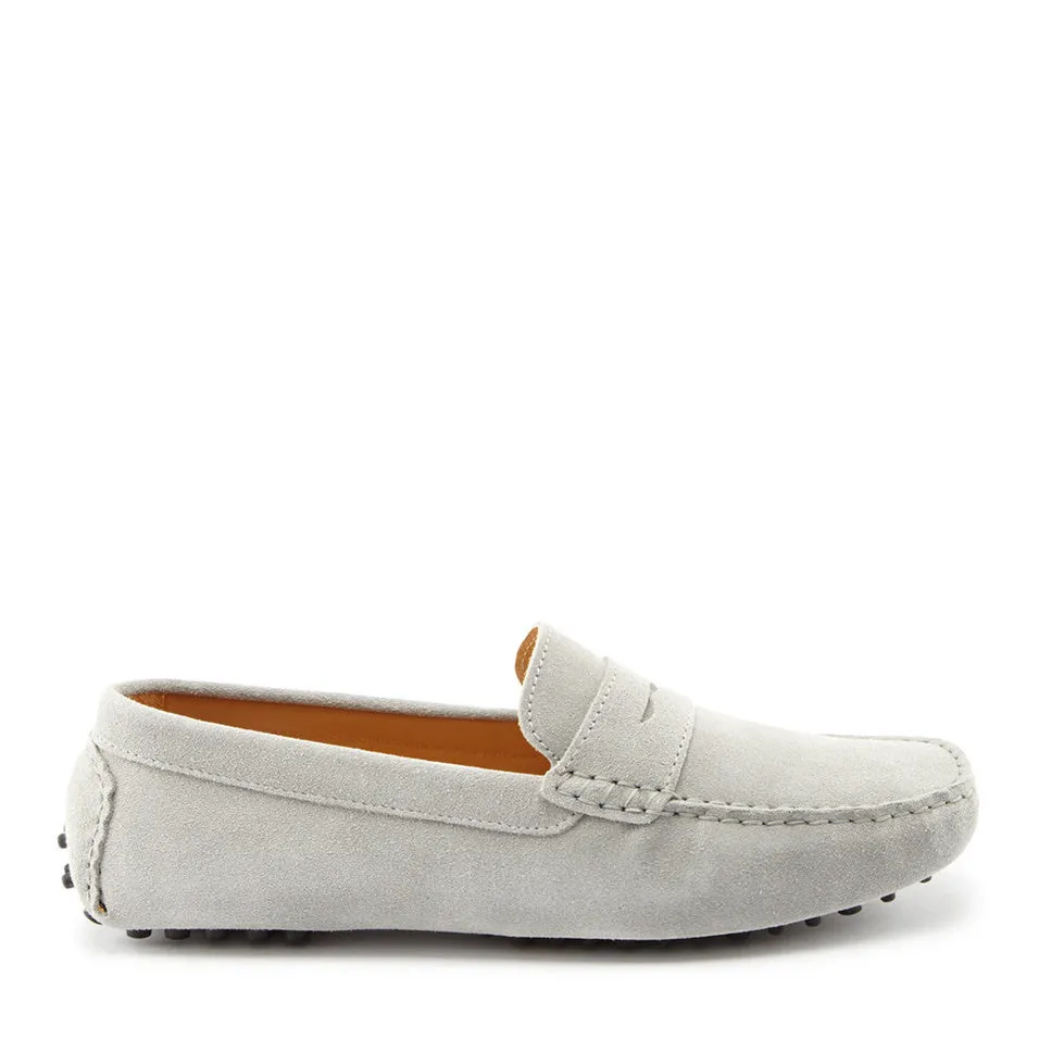 Ultra light Penny Driving Loafers, dove grey suede