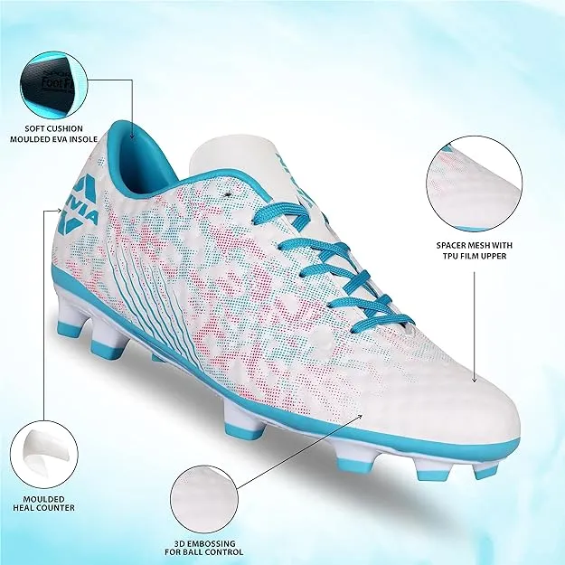 NIVIA Oslar 3.0 Football Shoes for Men (White) Grip Track Sports Passion