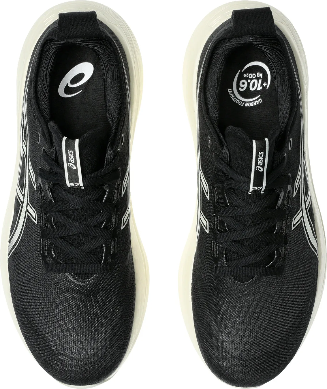Asics Gel Nimbus 27 WIDE FIT Mens Running Shoes - Black Heritage Line Work Ready