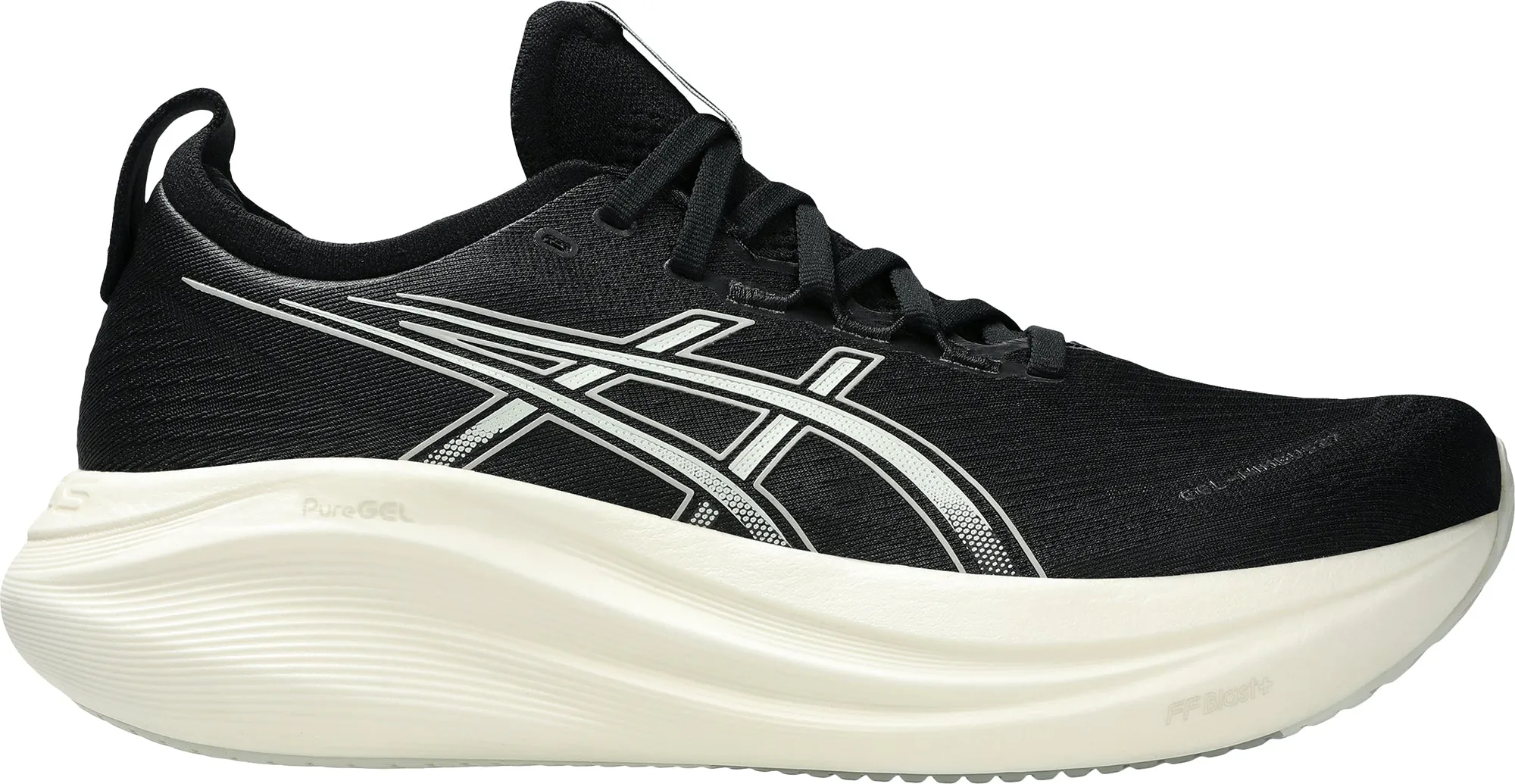 Asics Gel Nimbus 27 WIDE FIT Mens Running Shoes - Black Clean White